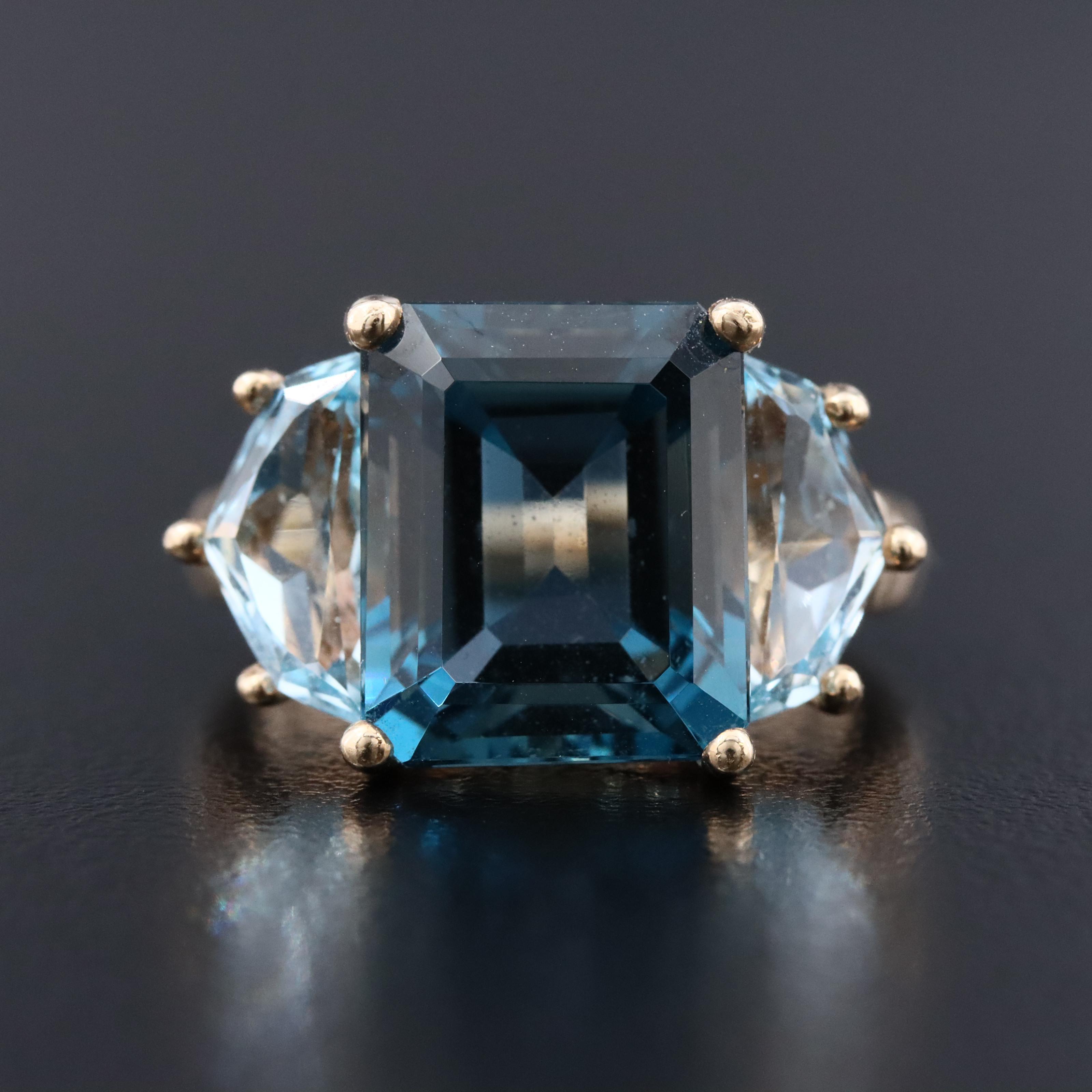 14K London Blue Topaz and Topaz Ring