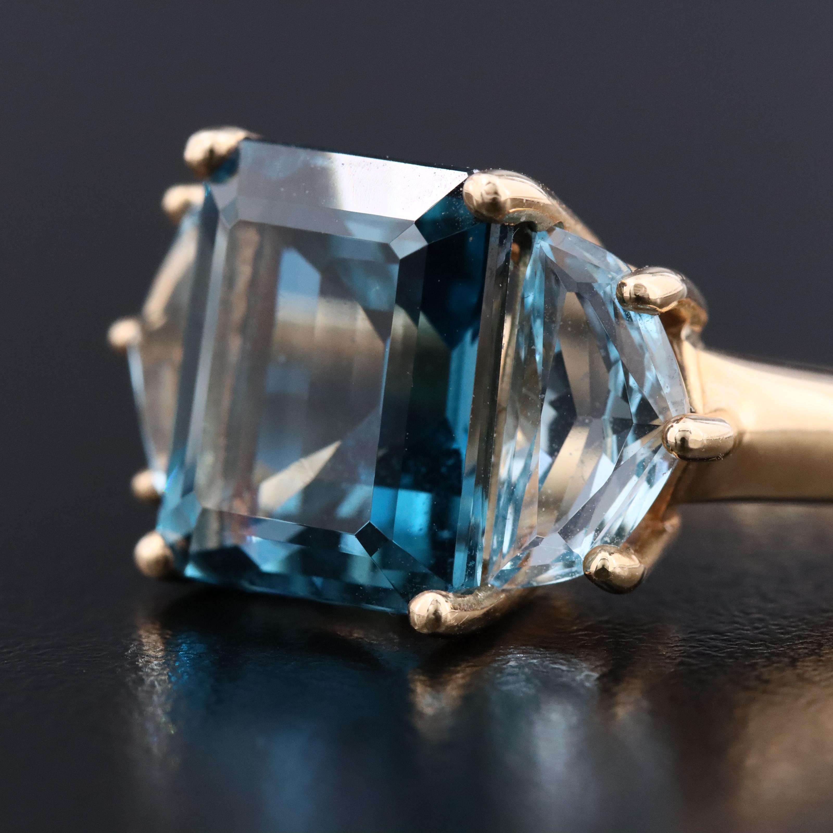 14K London Blue Topaz and Topaz Ring
