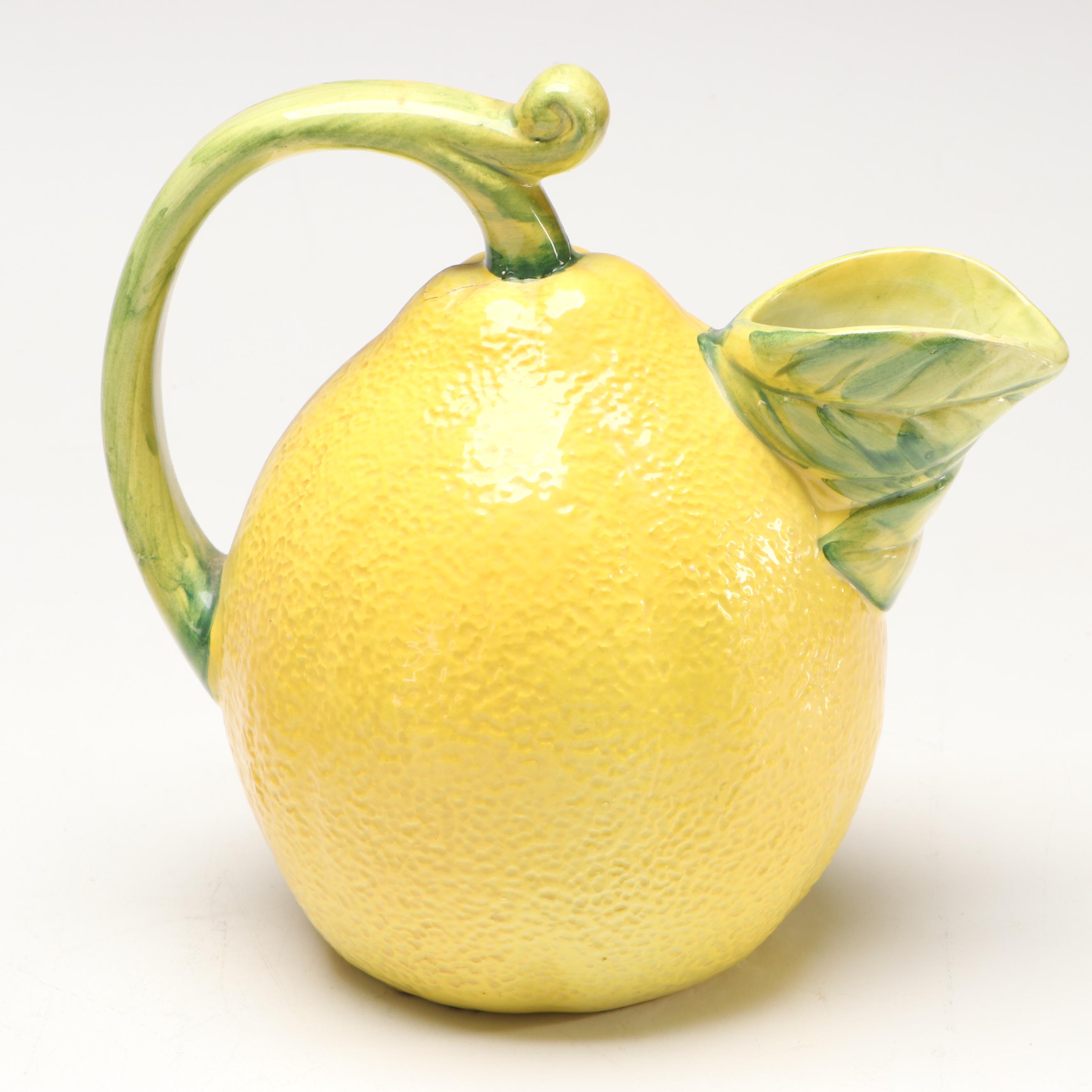 Mottahedeh Artichoke Jar and Plate with Lemon Pitcher and Other Art Pottery