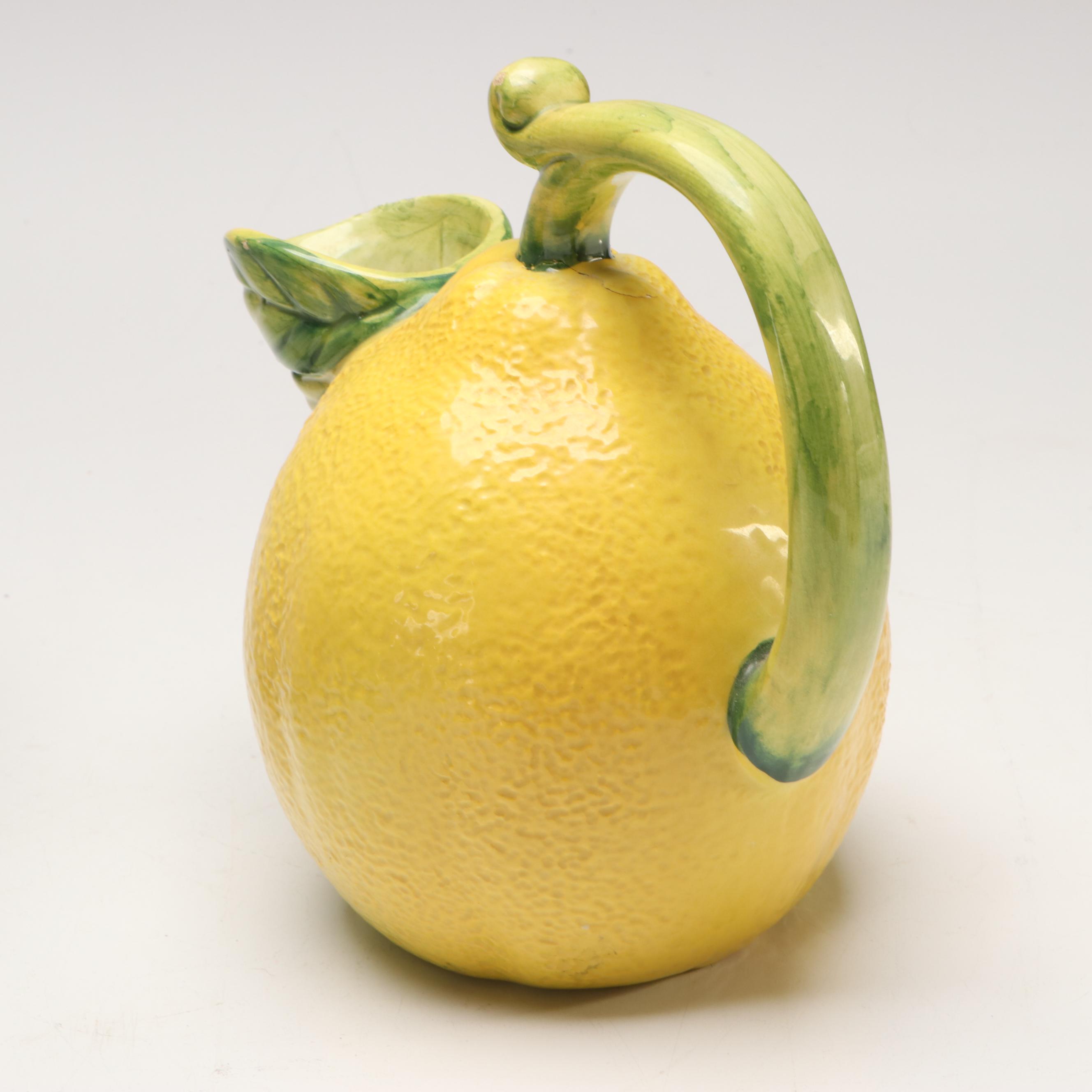 Mottahedeh Artichoke Jar and Plate with Lemon Pitcher and Other Art Pottery