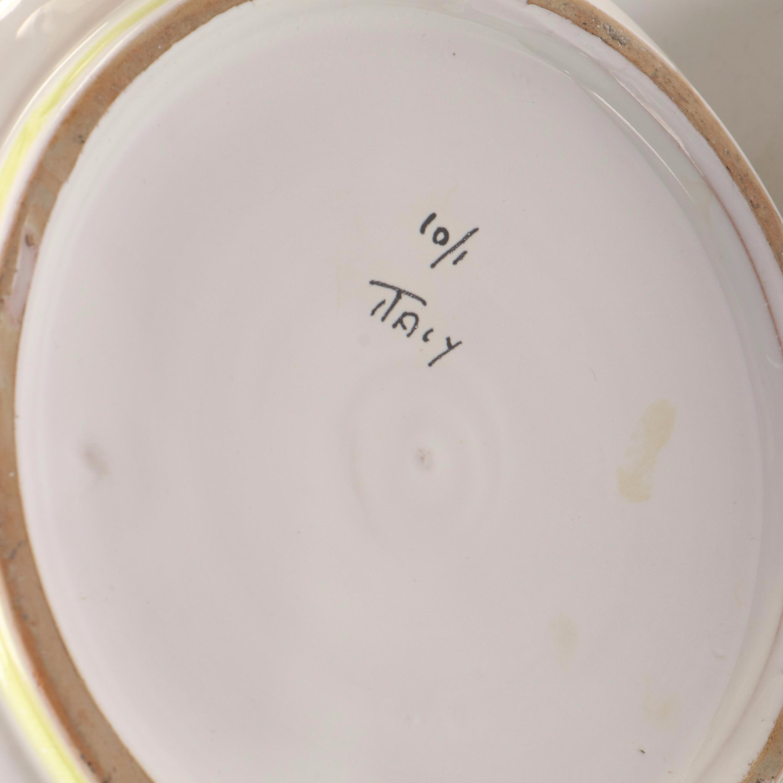 Mottahedeh Artichoke Jar and Plate with Lemon Pitcher and Other Art Pottery