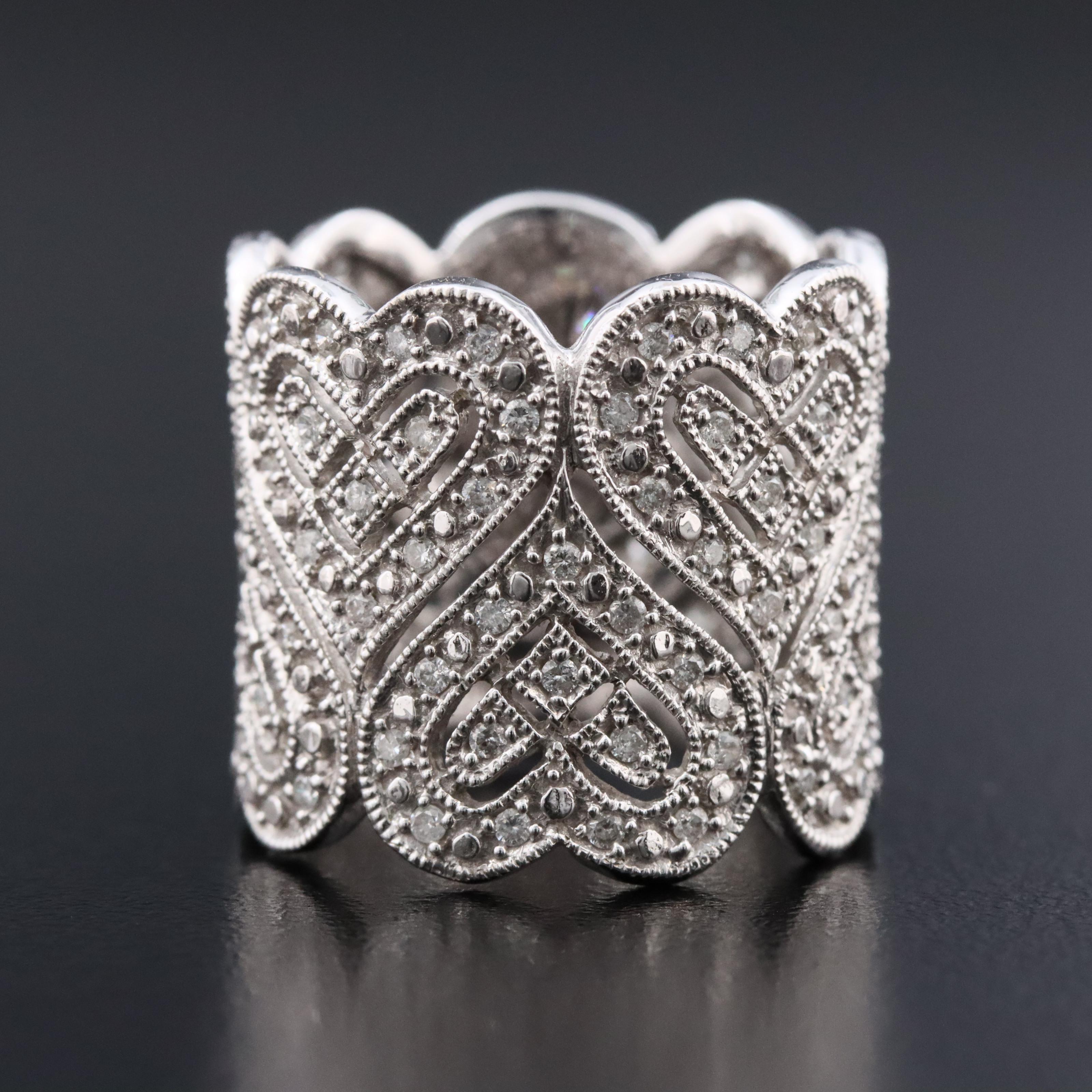 14K 0.46 CTW Diamond Heart Cigar Band