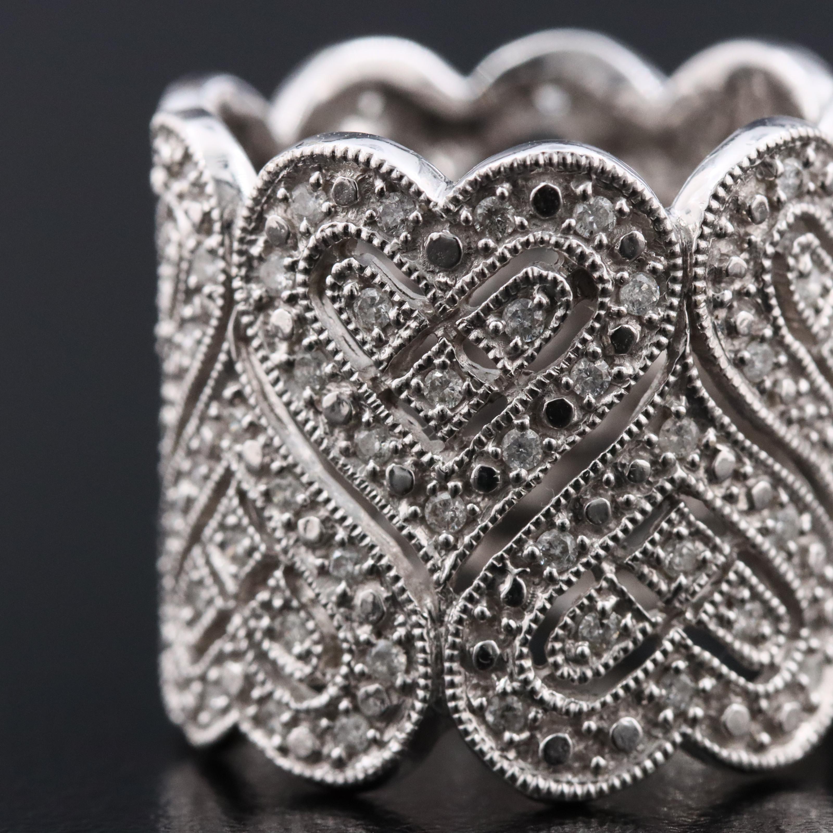 14K 0.46 CTW Diamond Heart Cigar Band