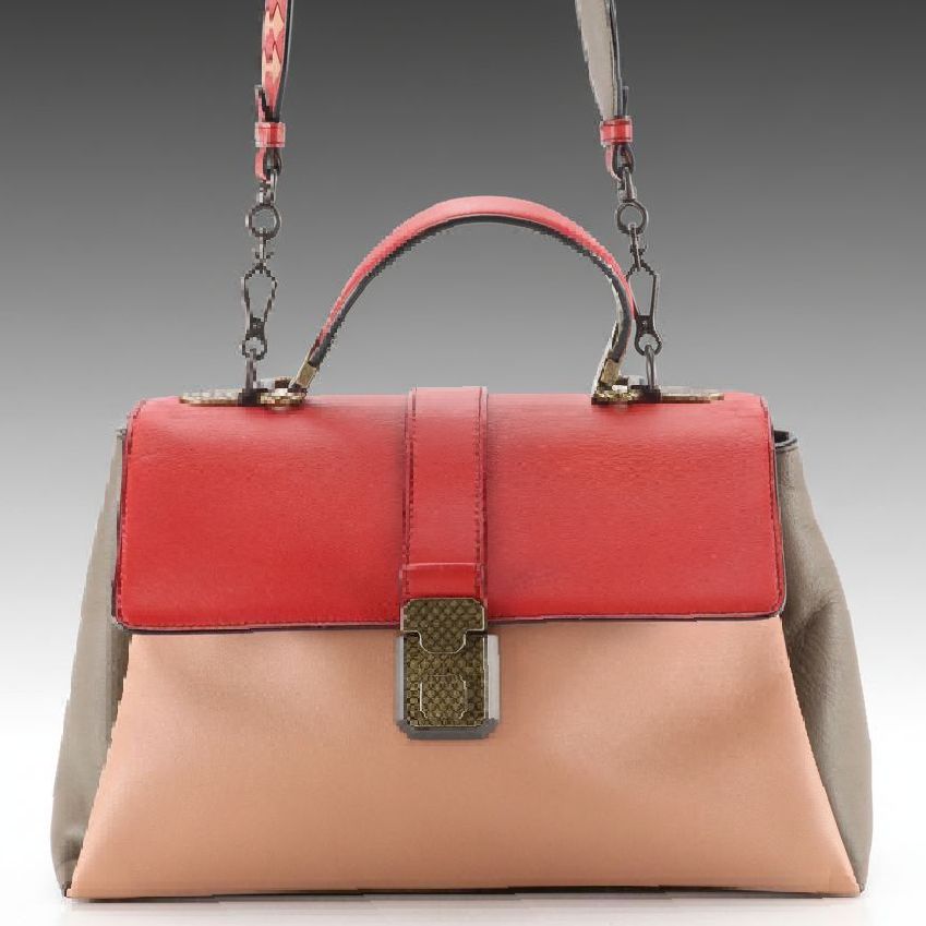 Bottega Veneta Piazza Top Handle Two-Way Bag in Tricolor Calfskin Leather