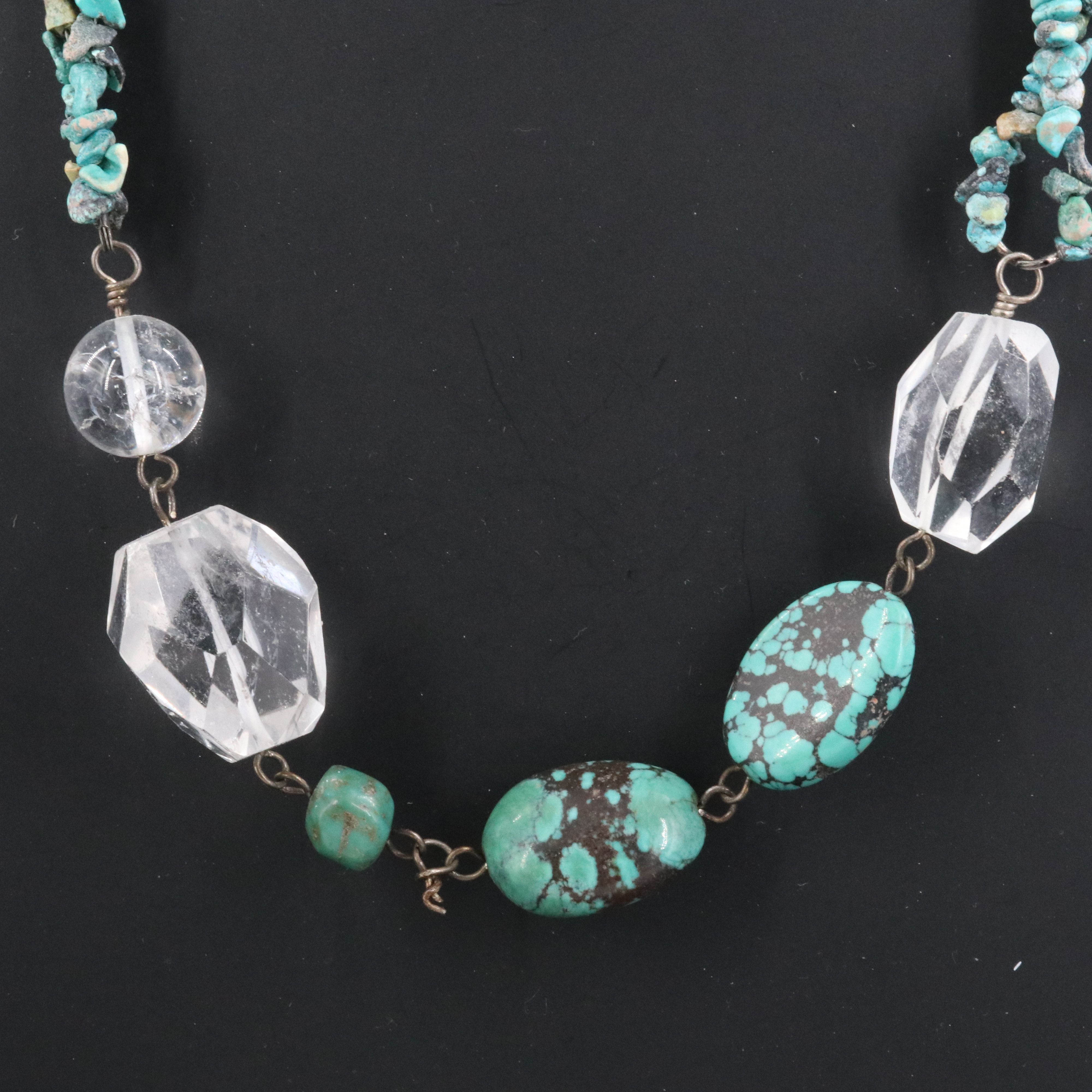 Sterling Turquoise and Rock Crystal Quartz Necklace
