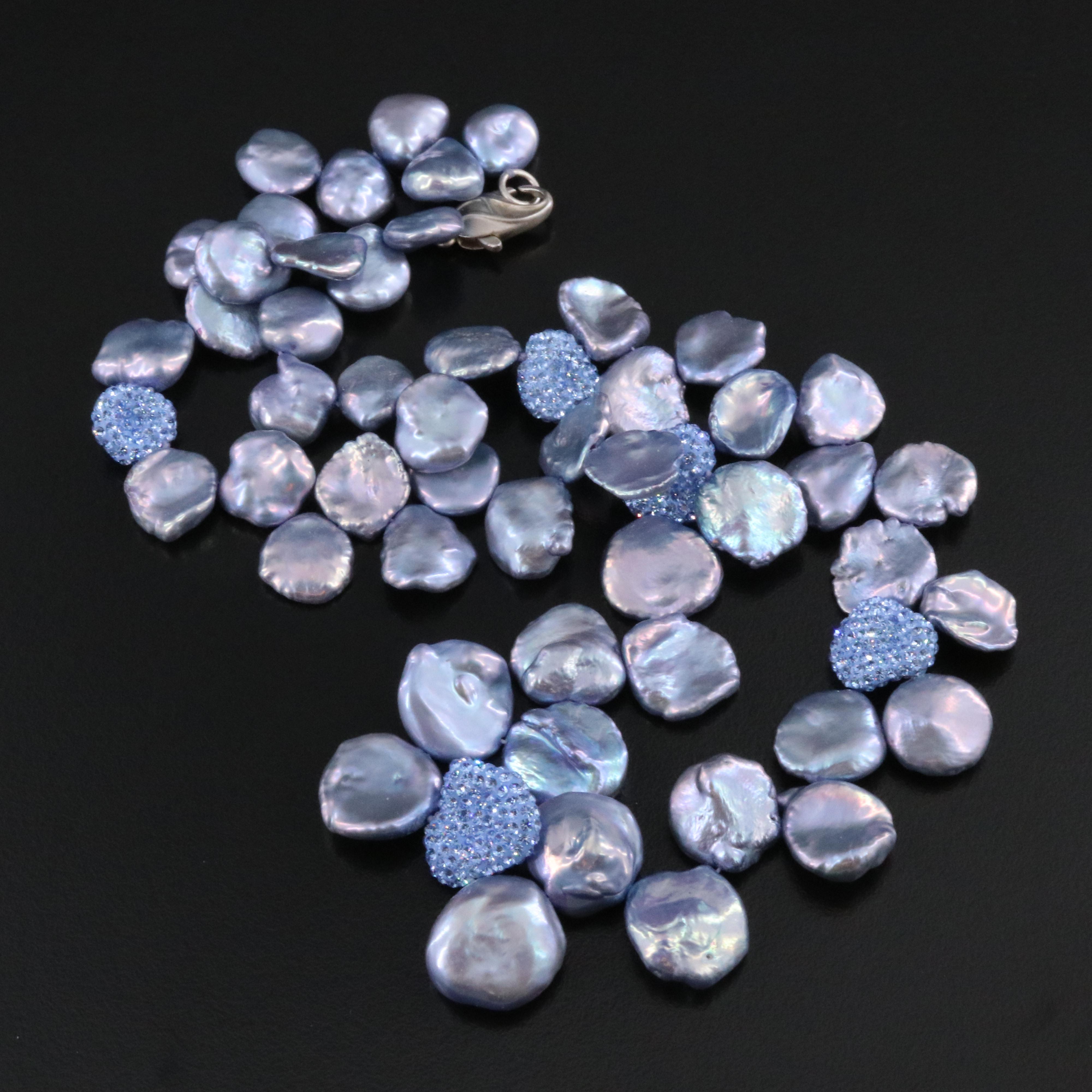 Honora Pearl and Rhinestone Necklace with Sterling Clasp