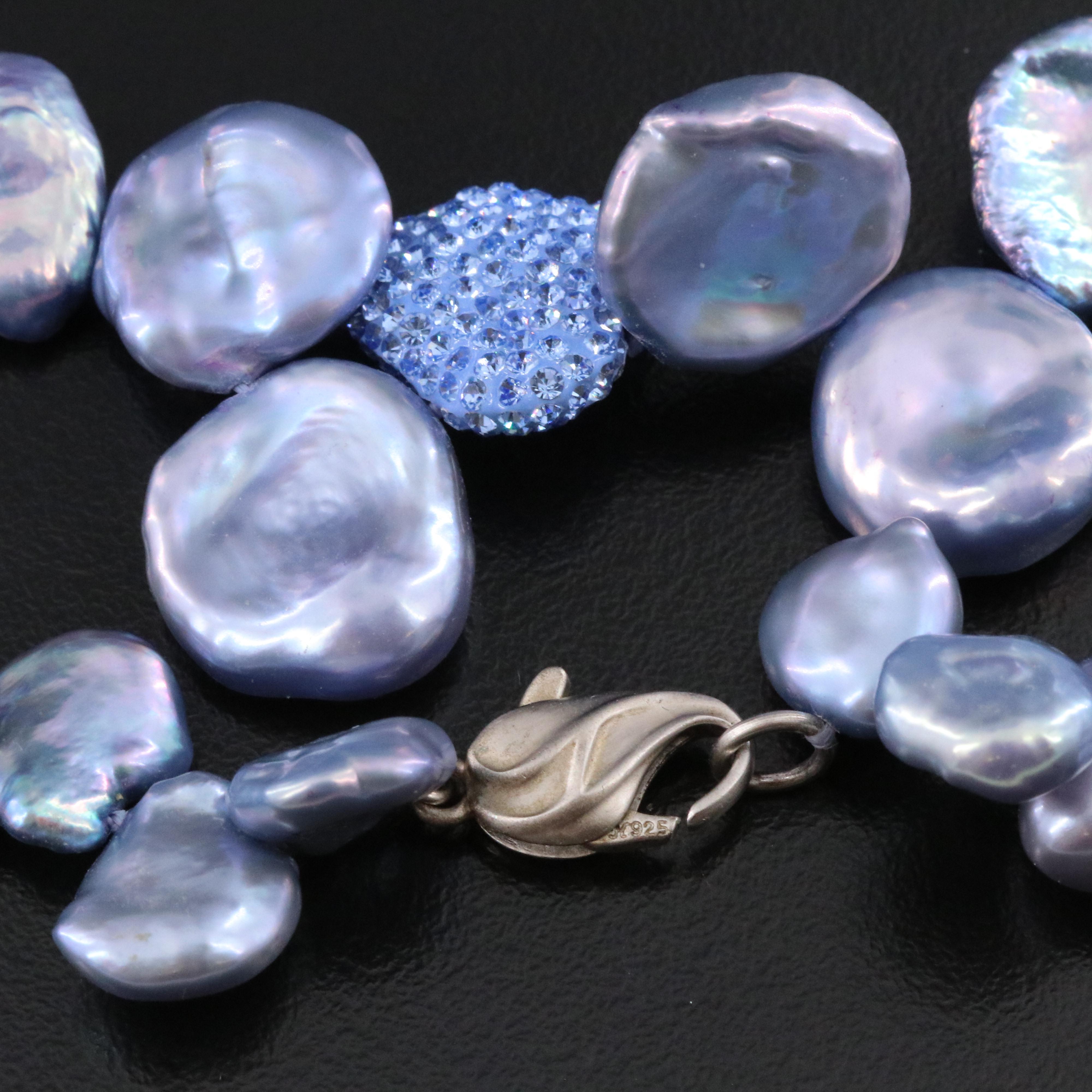 Honora Pearl and Rhinestone Necklace with Sterling Clasp