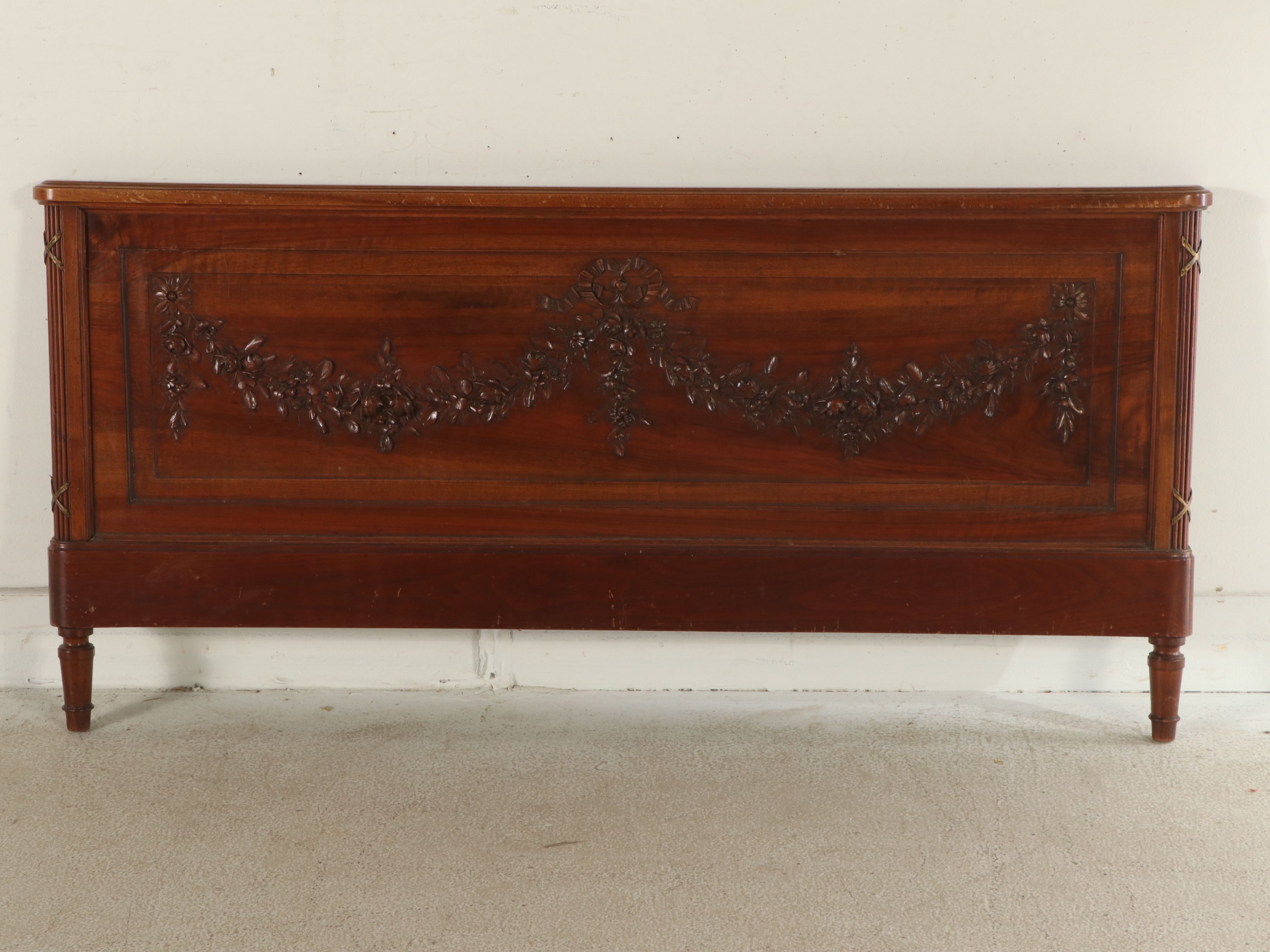 Louis Philippe Style Carved Wood Bed Frame, Early 20th Century