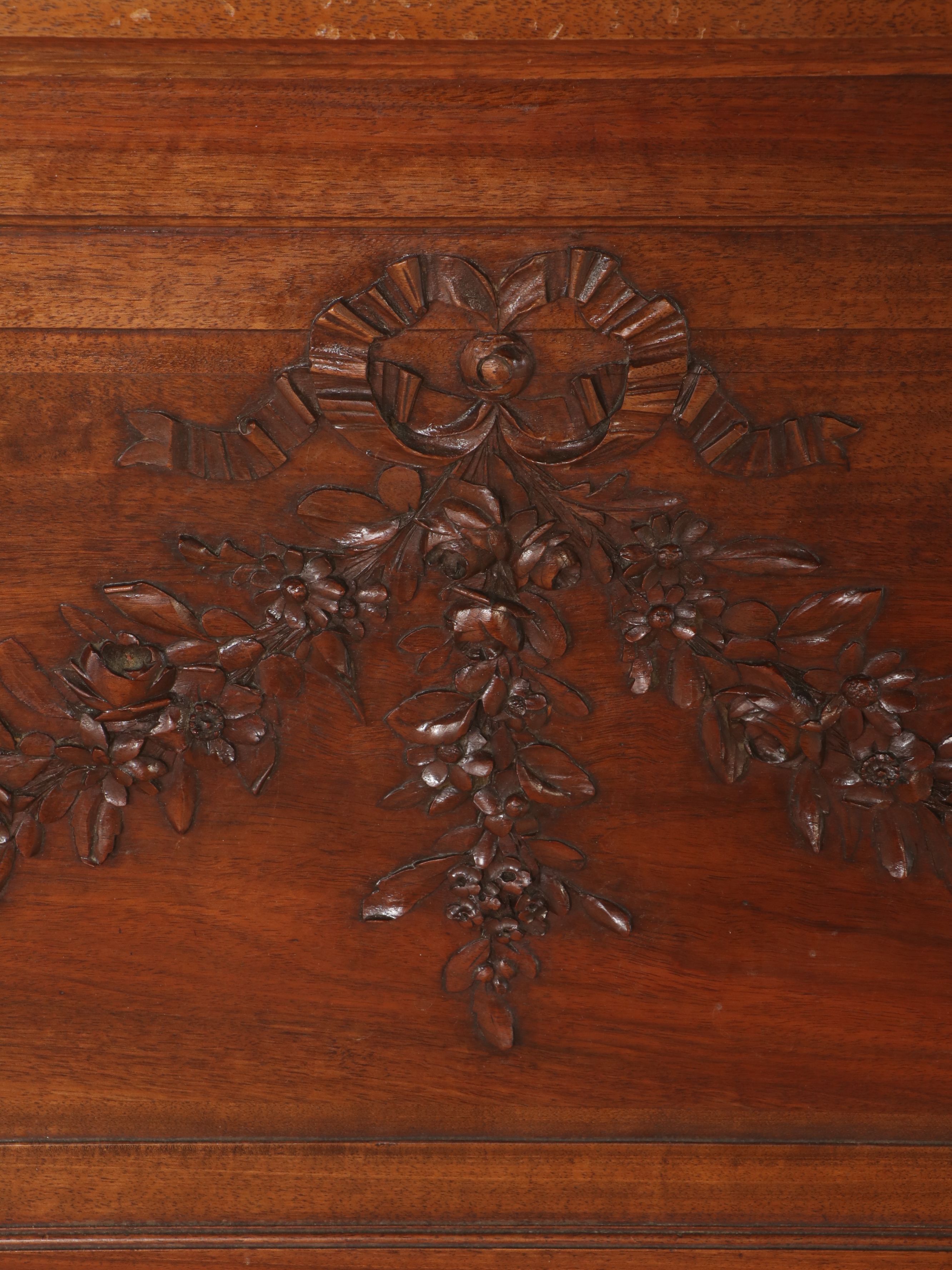 Louis Philippe Style Carved Wood Bed Frame, Early 20th Century