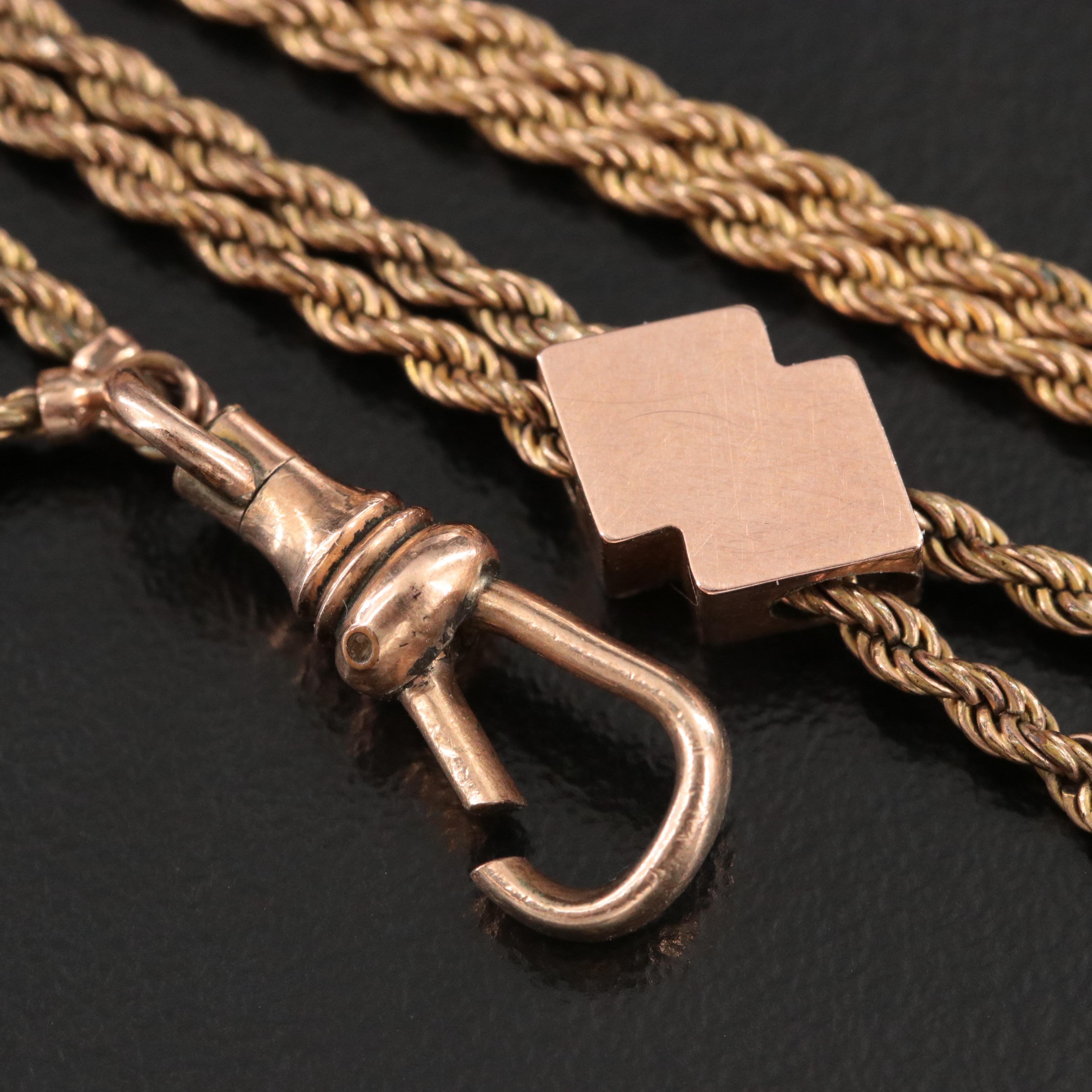 Vintage Rope Watch Chain with Slide and Diamond Accent