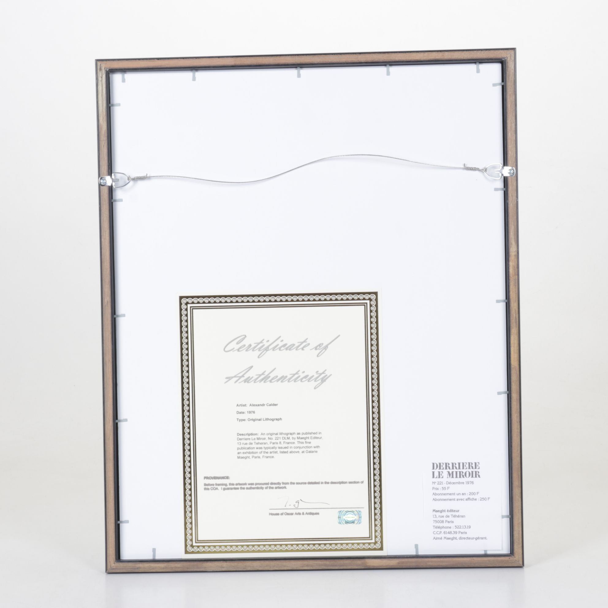 Alexander Calder Color Lithograph "Faces" for "Derrière le Miroir," 1976