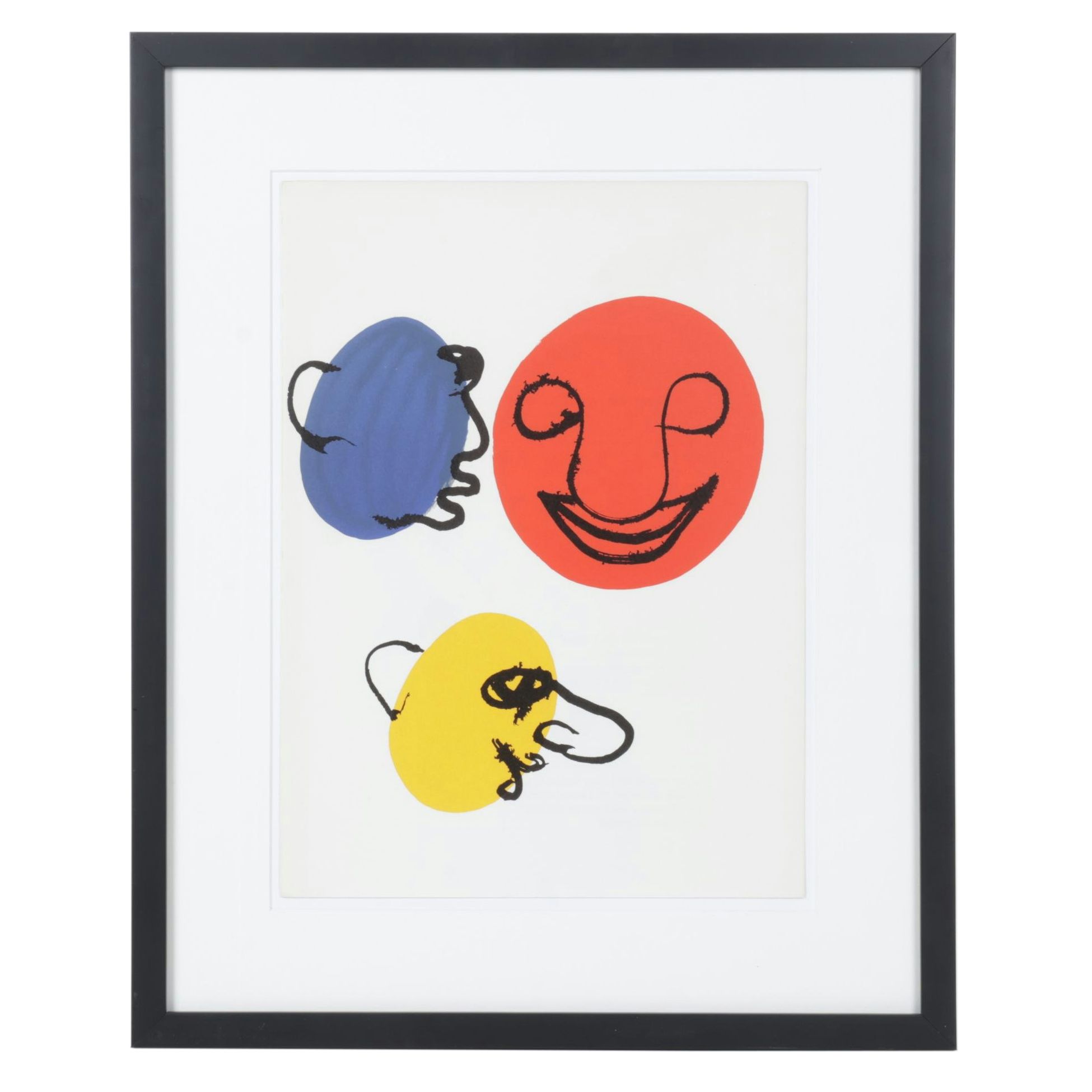 Alexander Calder Color Lithograph "Faces" for "Derrière le Miroir," 1976