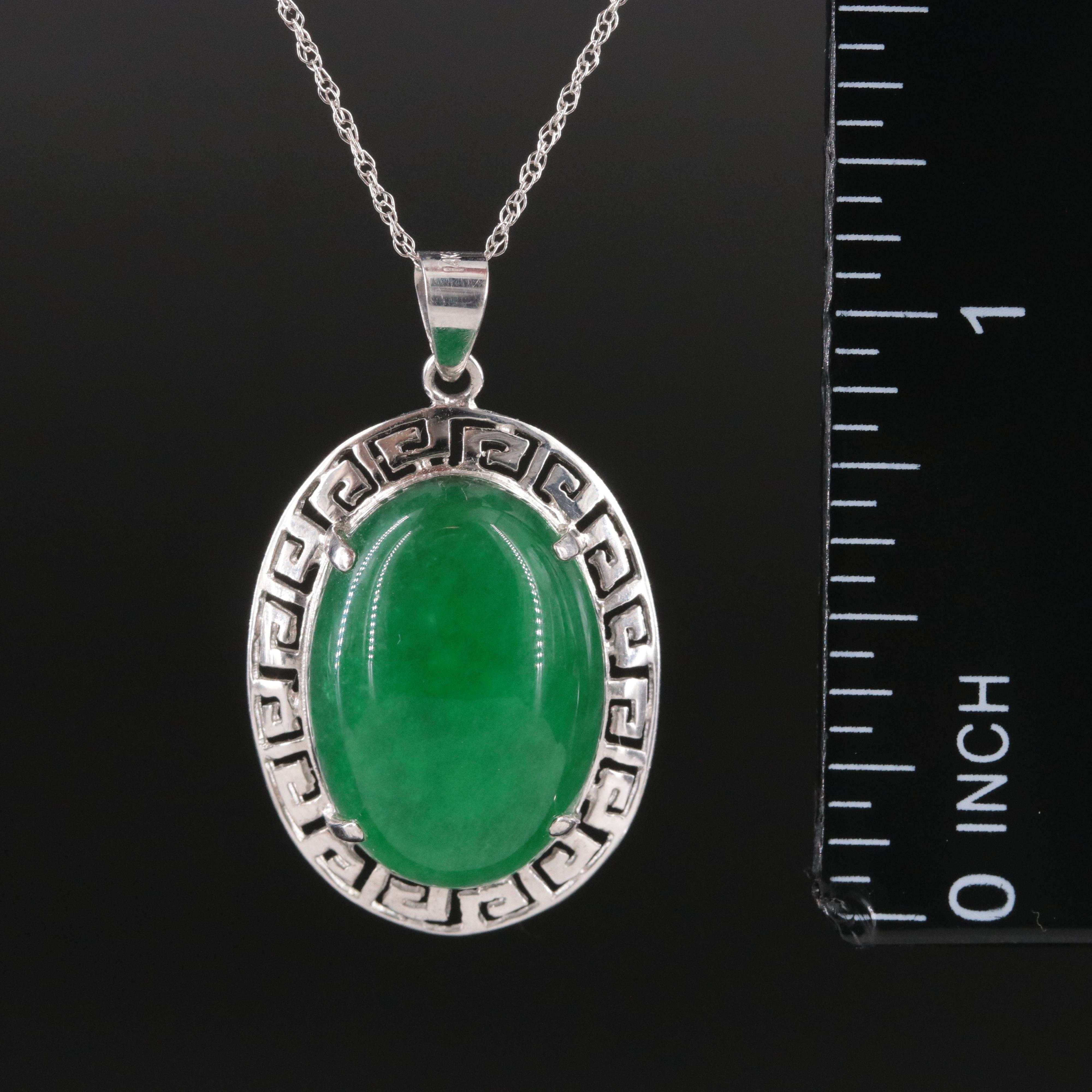 14K Quartz Greek Key Pendant Necklace