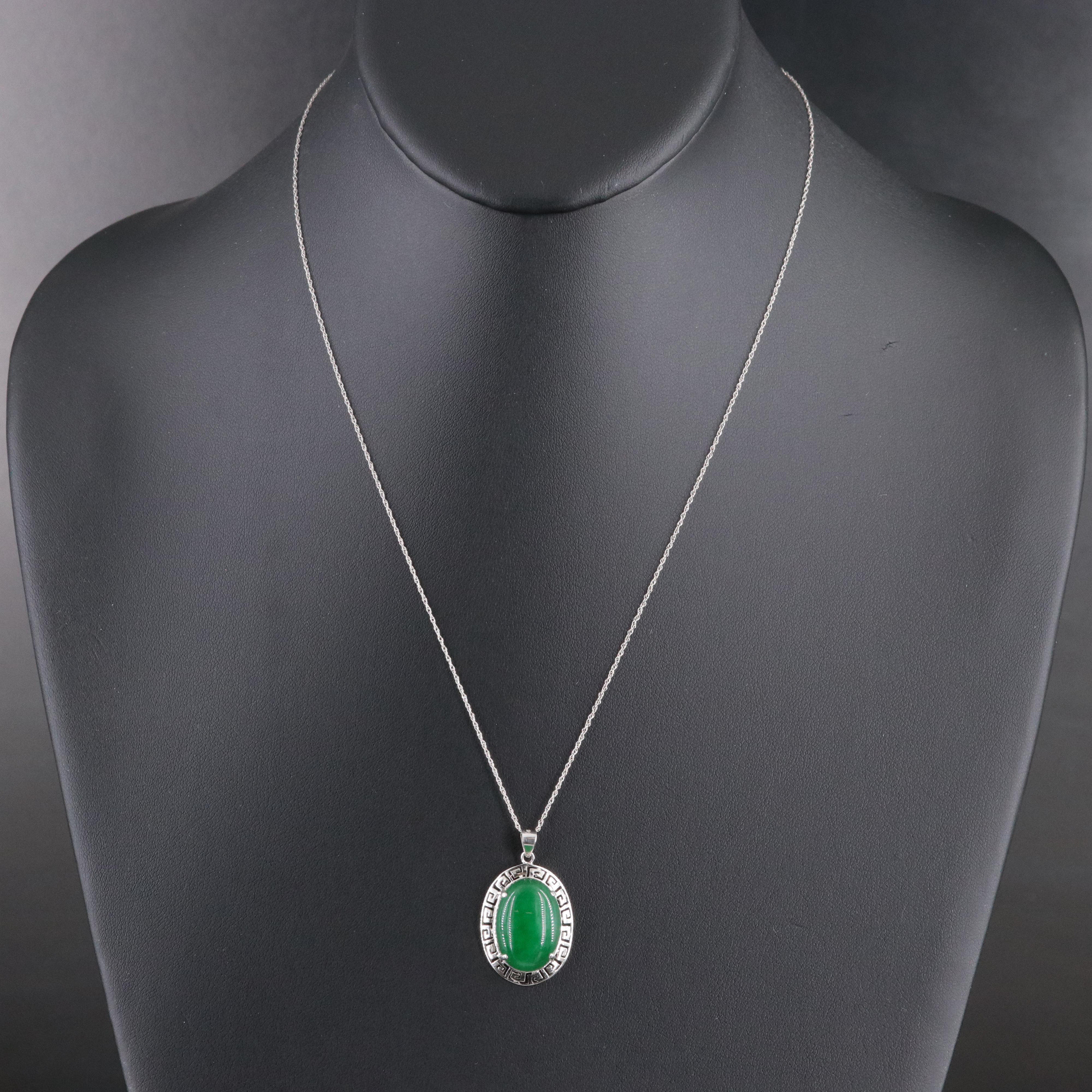 14K Quartz Greek Key Pendant Necklace