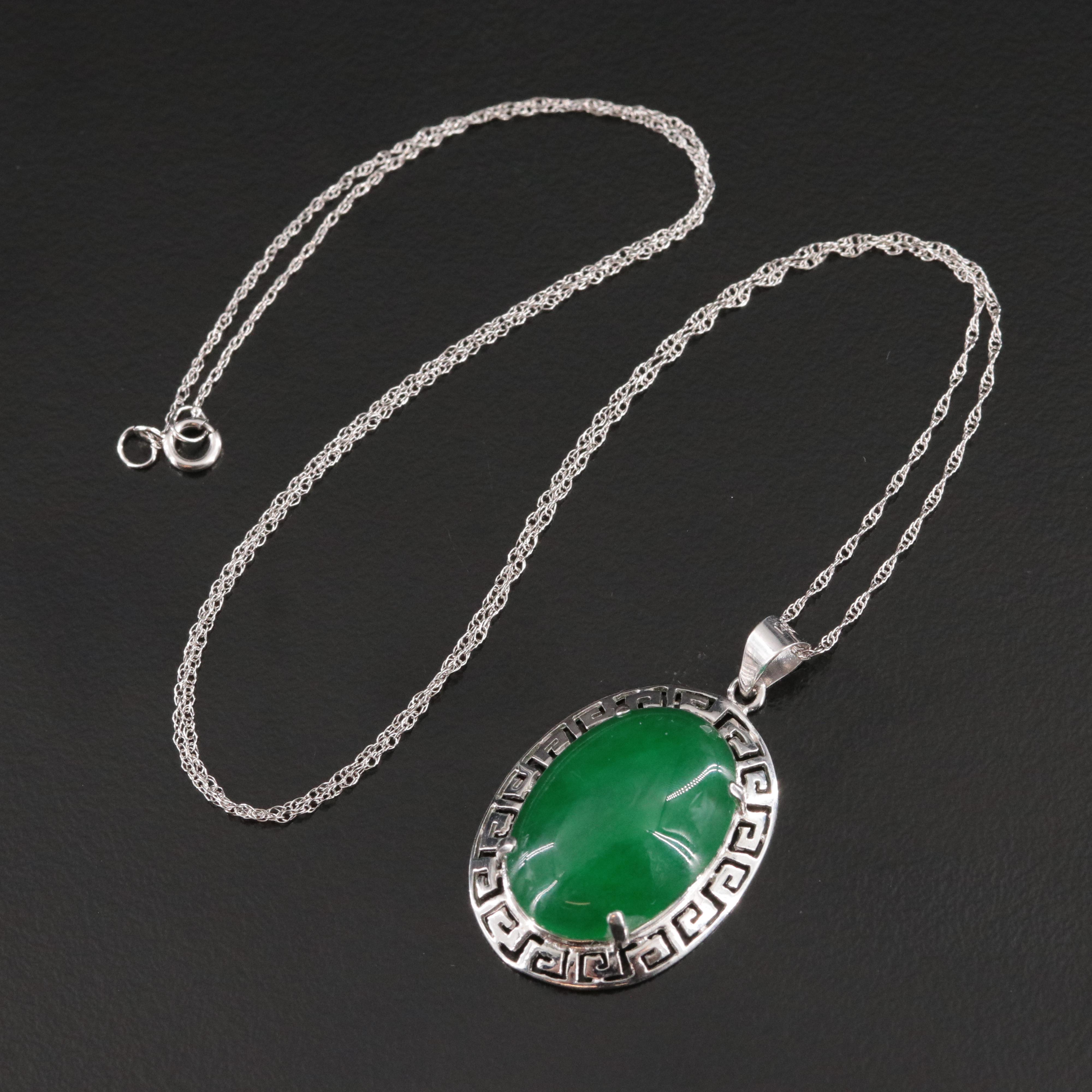 14K Quartz Greek Key Pendant Necklace