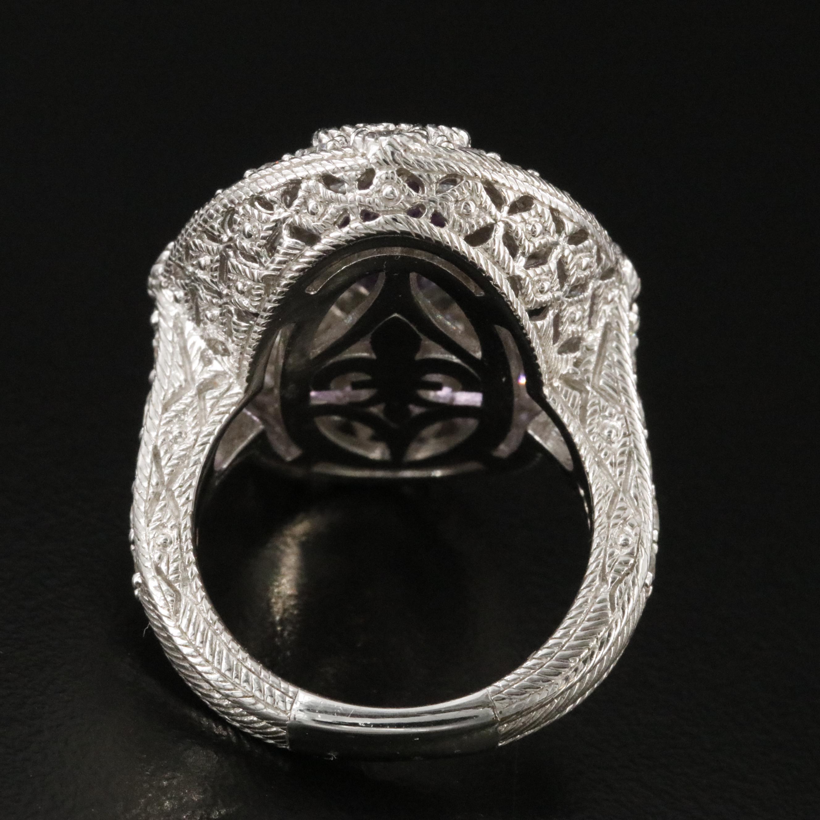 Judith Ripka Sterling Amethyst and CZ Ring