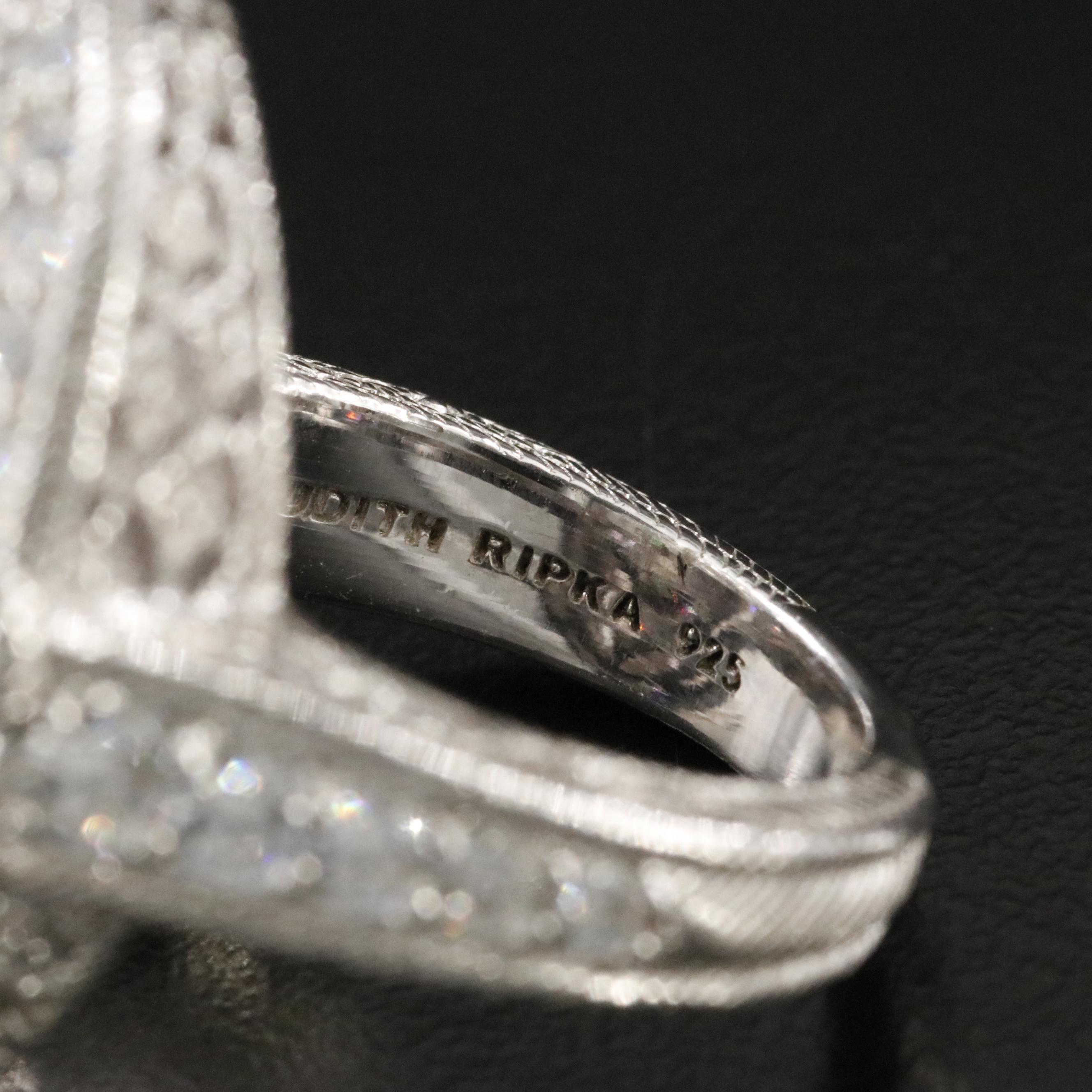 Judith Ripka Sterling Amethyst and CZ Ring