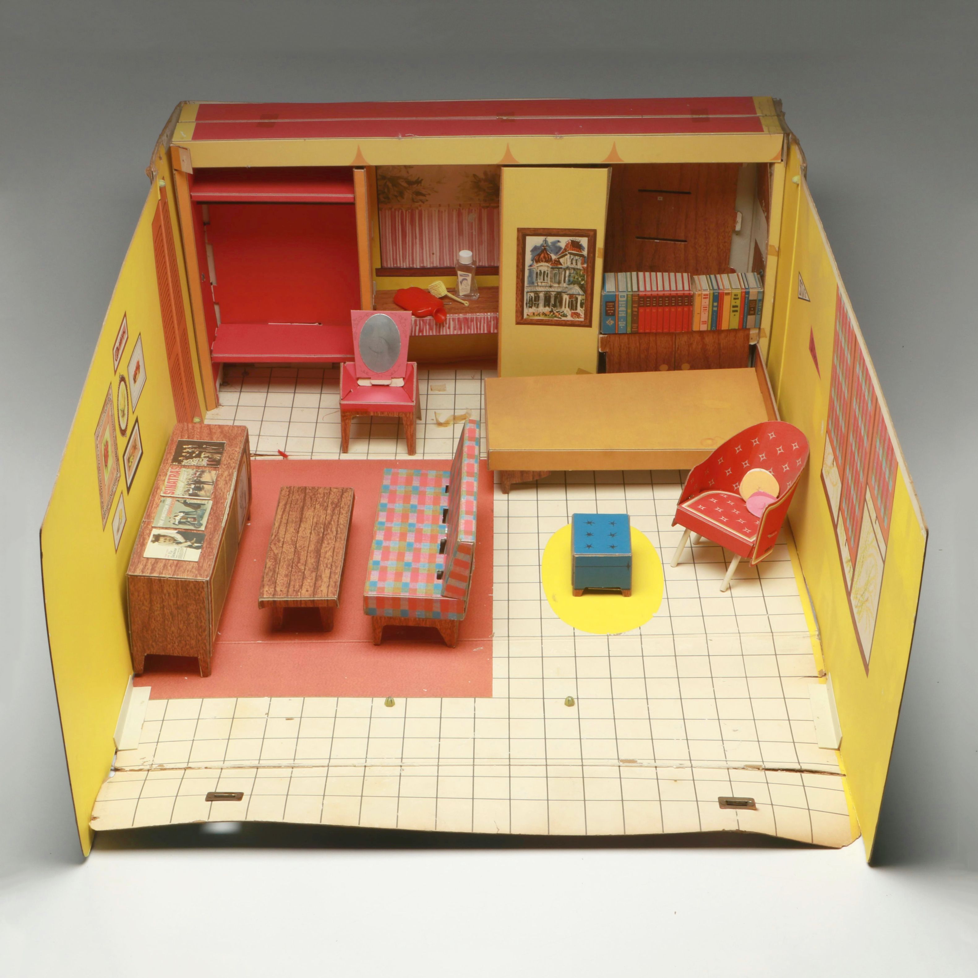 Mattel "Barbie's Dream House" Cardboard Dollhouse with Furniture, 1962