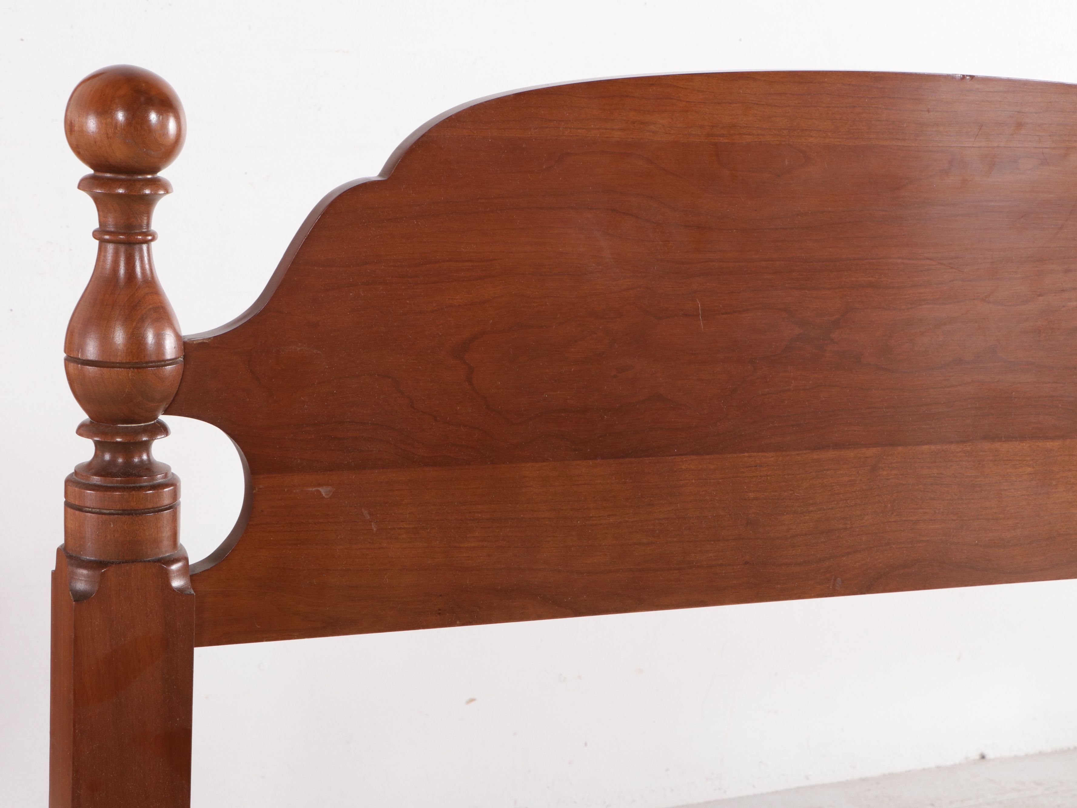 Pair of John Wanamaker Federal Style Cherry Twin Cannonball Bed Frames