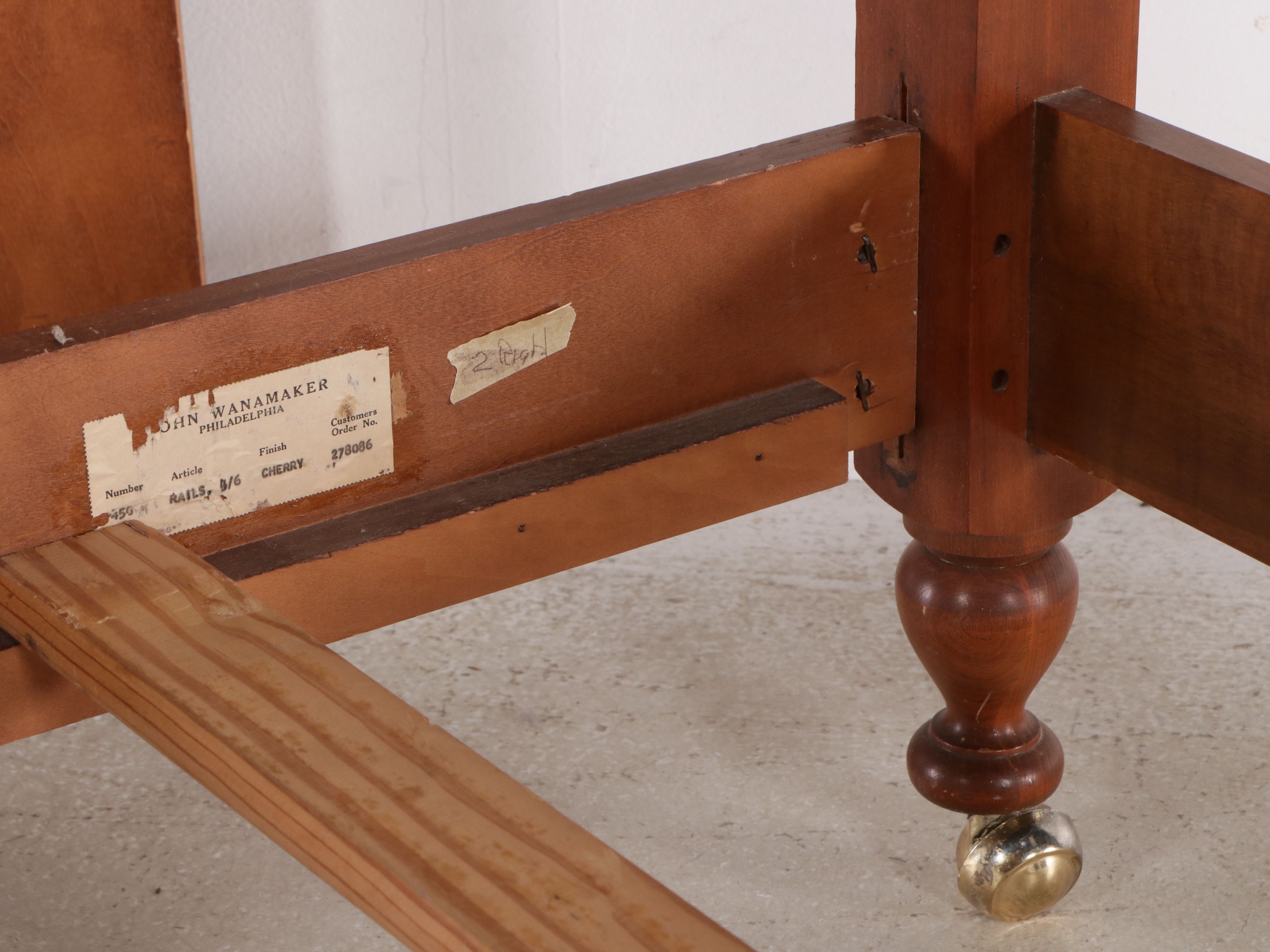 Pair of John Wanamaker Federal Style Cherry Twin Cannonball Bed Frames