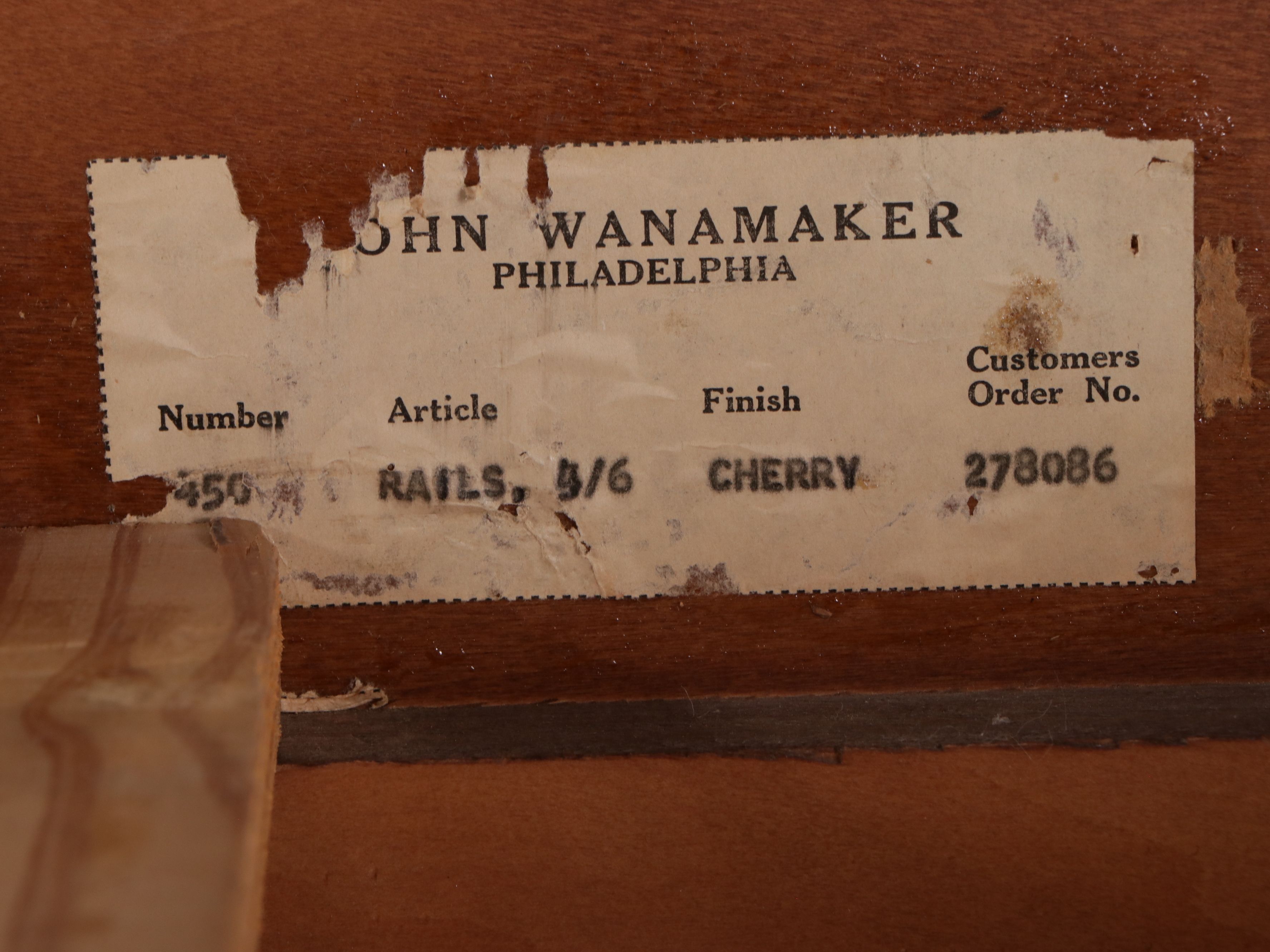 Pair of John Wanamaker Federal Style Cherry Twin Cannonball Bed Frames