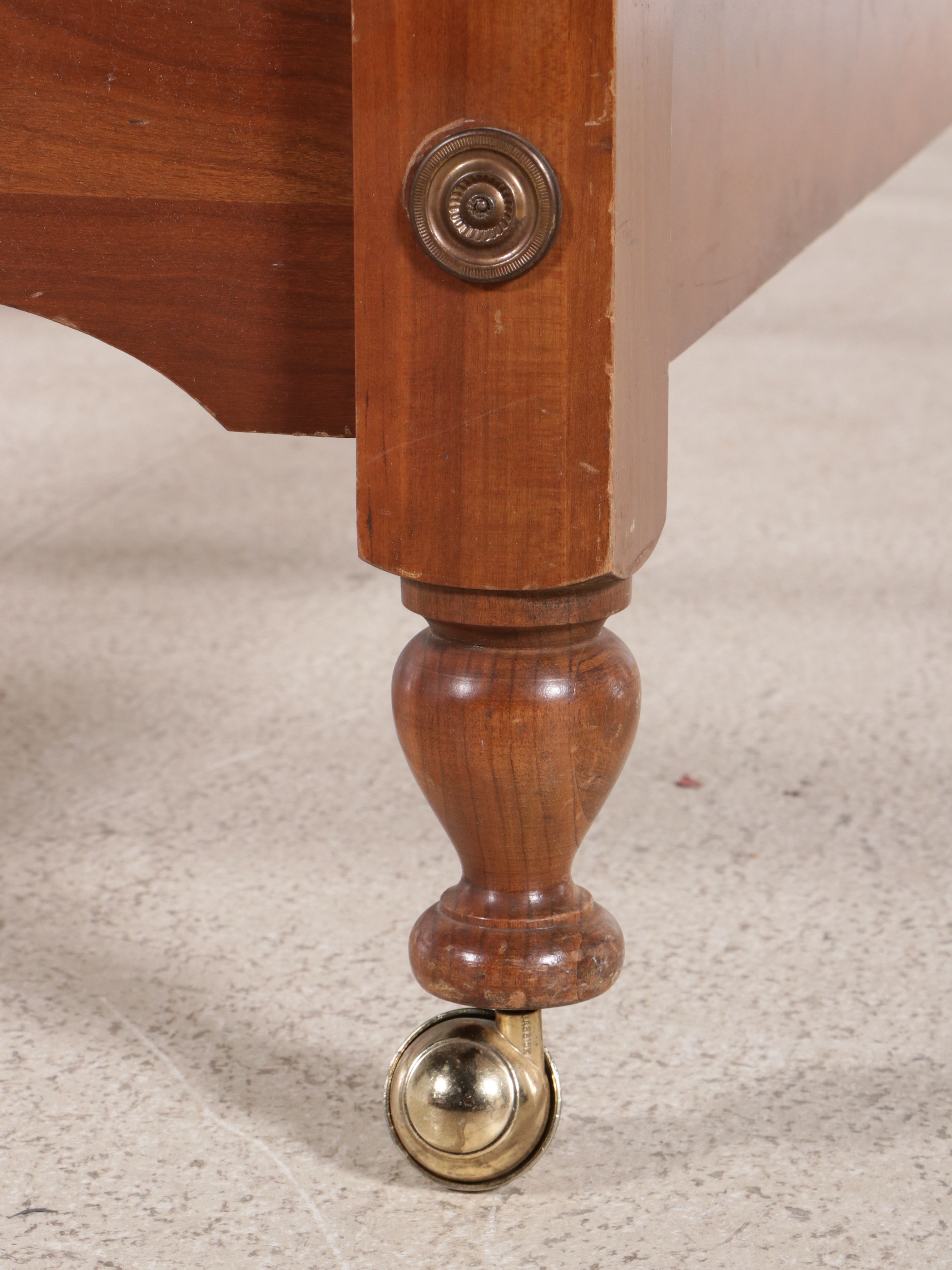 Pair of John Wanamaker Federal Style Cherry Twin Cannonball Bed Frames