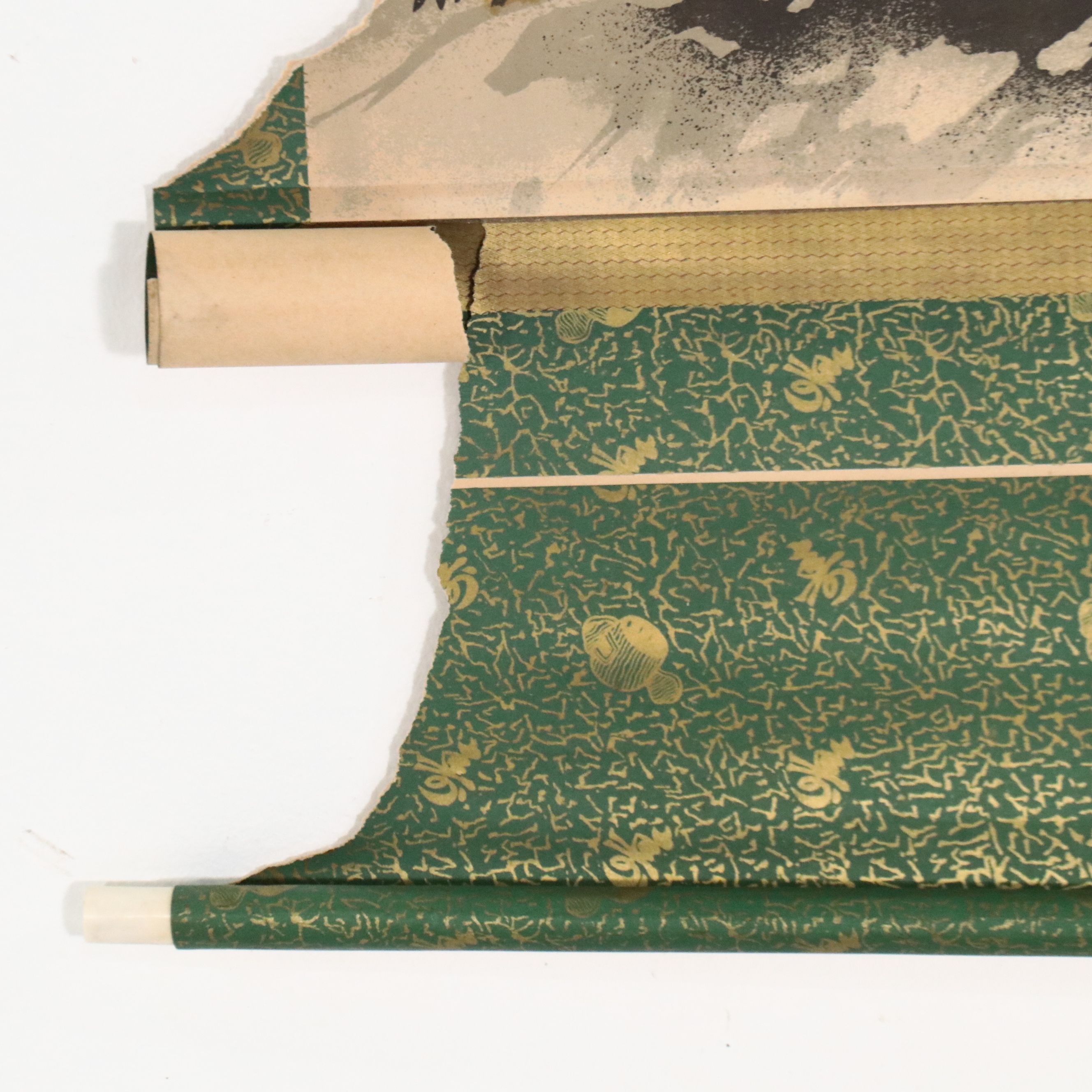 Chinese School Color Lithograph of Tiger on Scroll, Late 20th Century