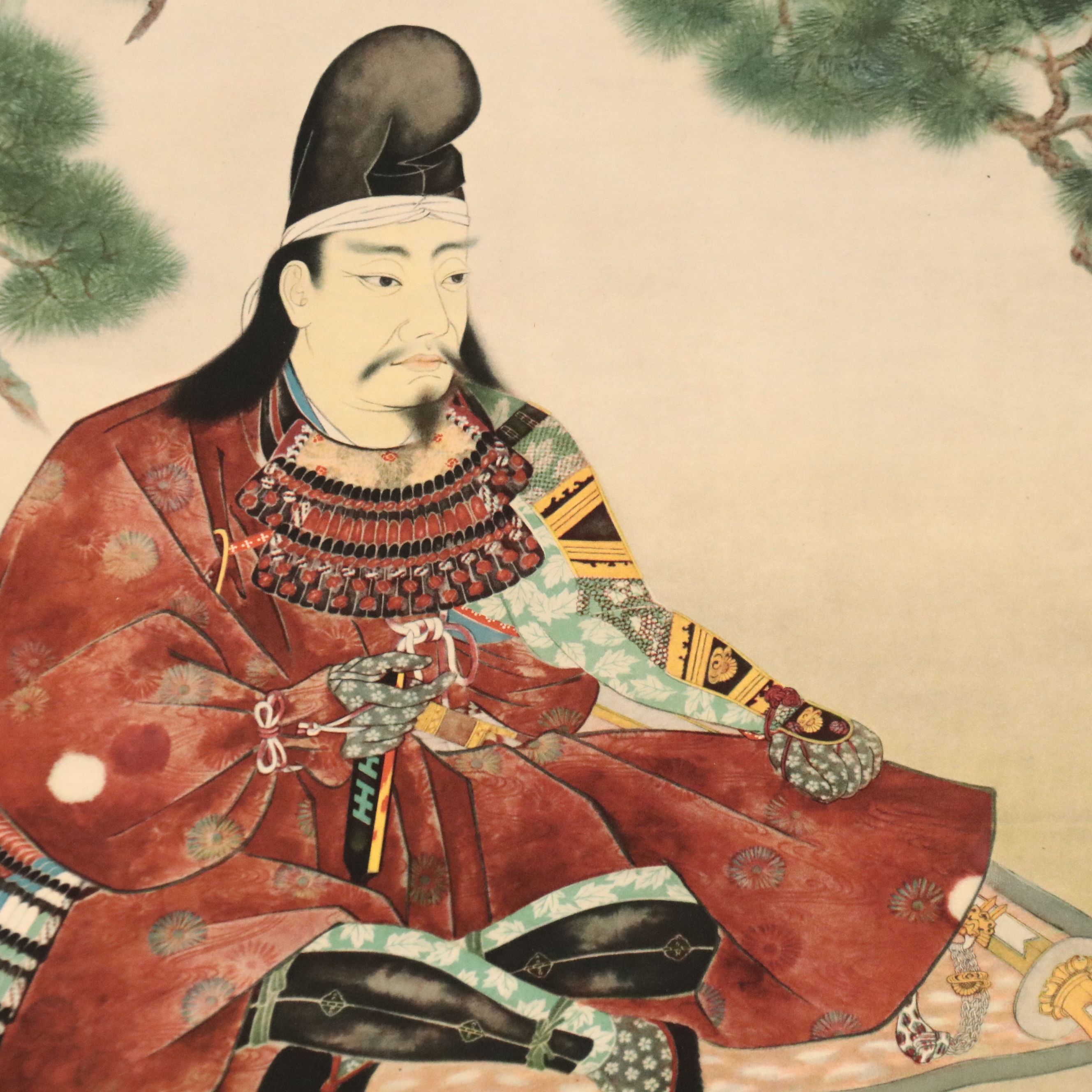 Offset Lithograph on Scroll After Yokoyama Taikan of Samurai, 20th Century