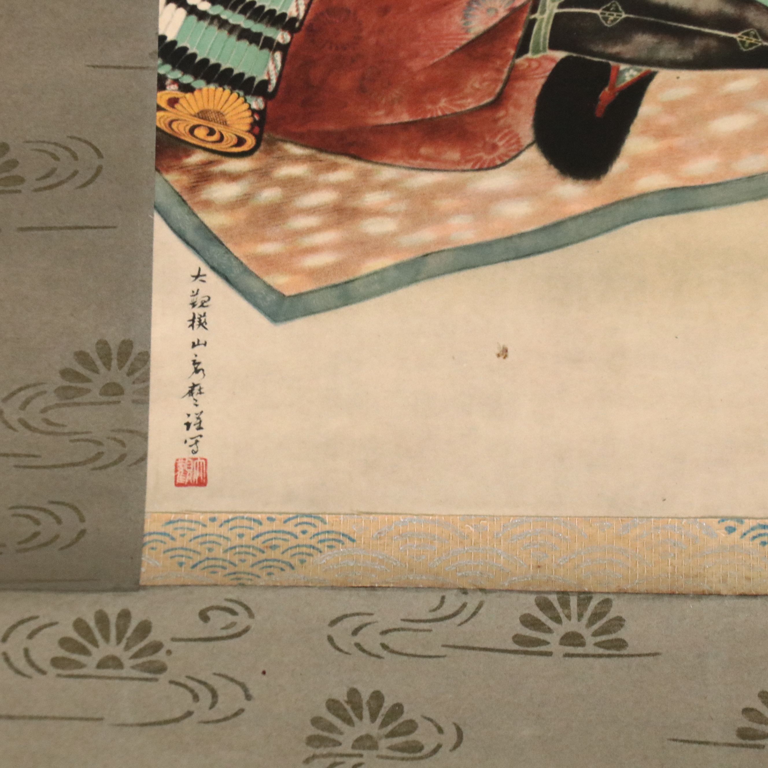 Offset Lithograph on Scroll After Yokoyama Taikan of Samurai, 20th Century