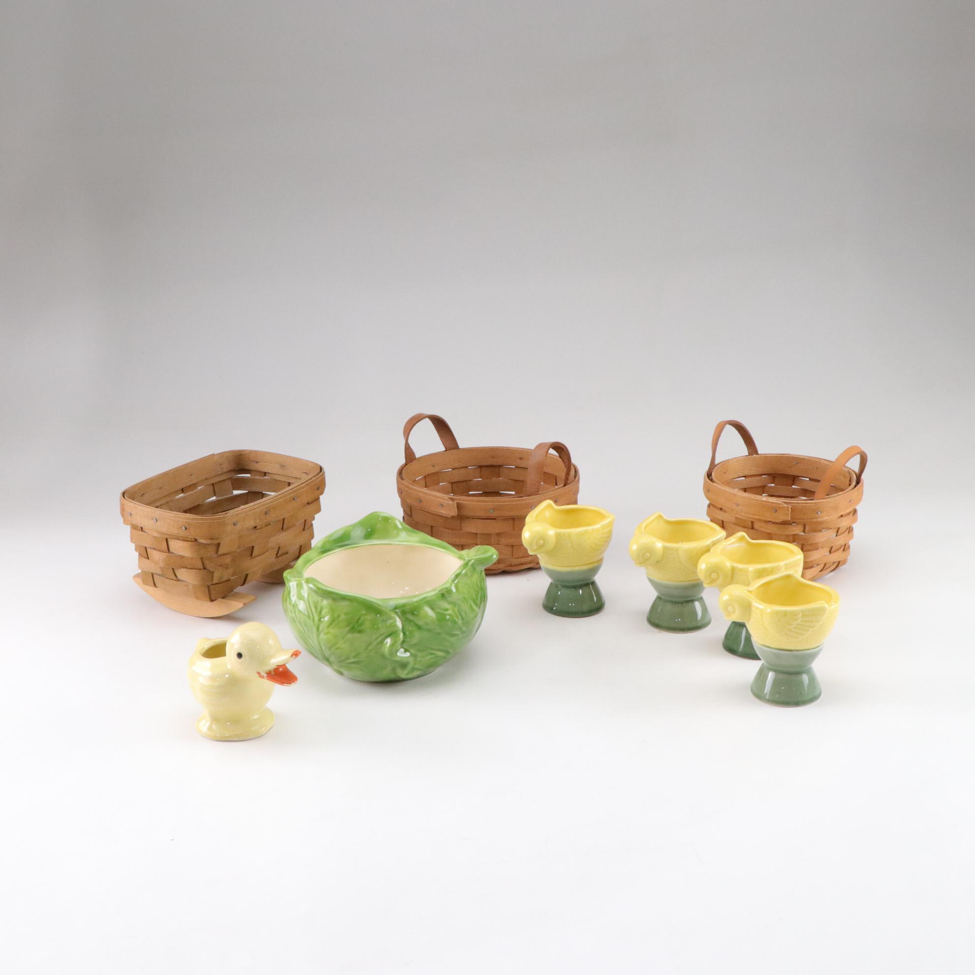 Ceramic Easter Egg Cups, Cabbage Bowl, Longaberger Baskets, and More