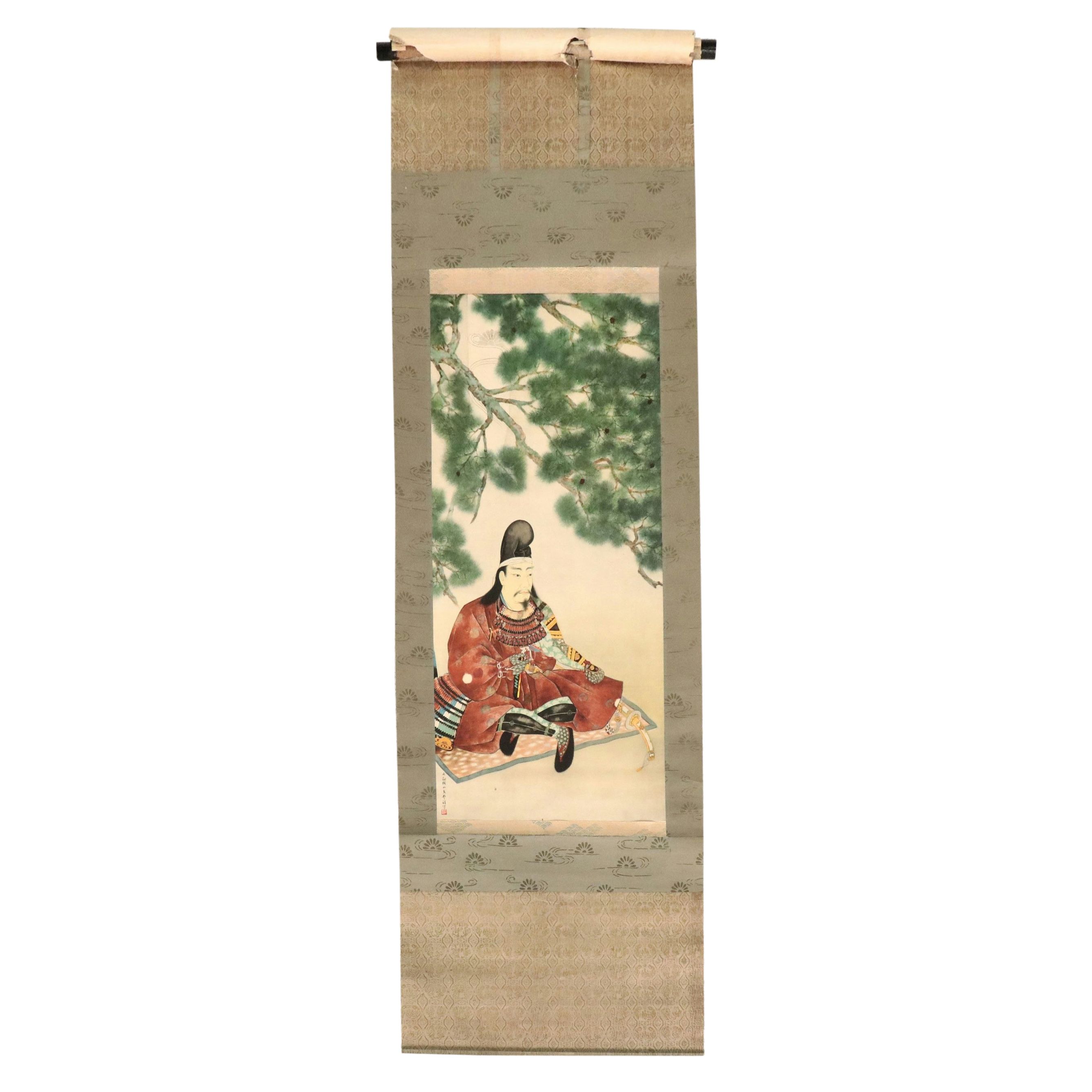 Offset Lithograph on Scroll After Yokoyama Taikan of Samurai, 20th Century