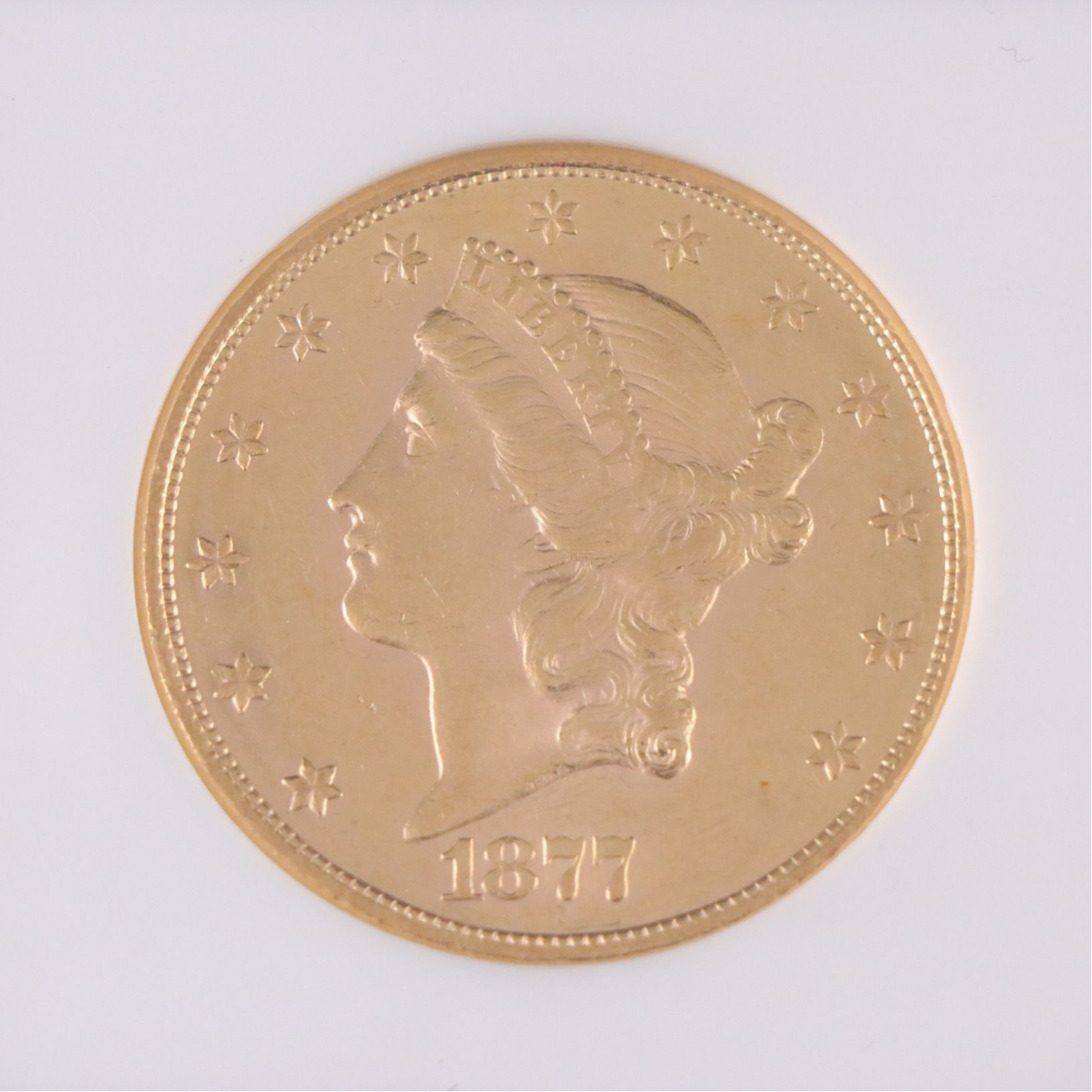 NGC Graded AU58 1877 Liberty Head $20 Gold Coin