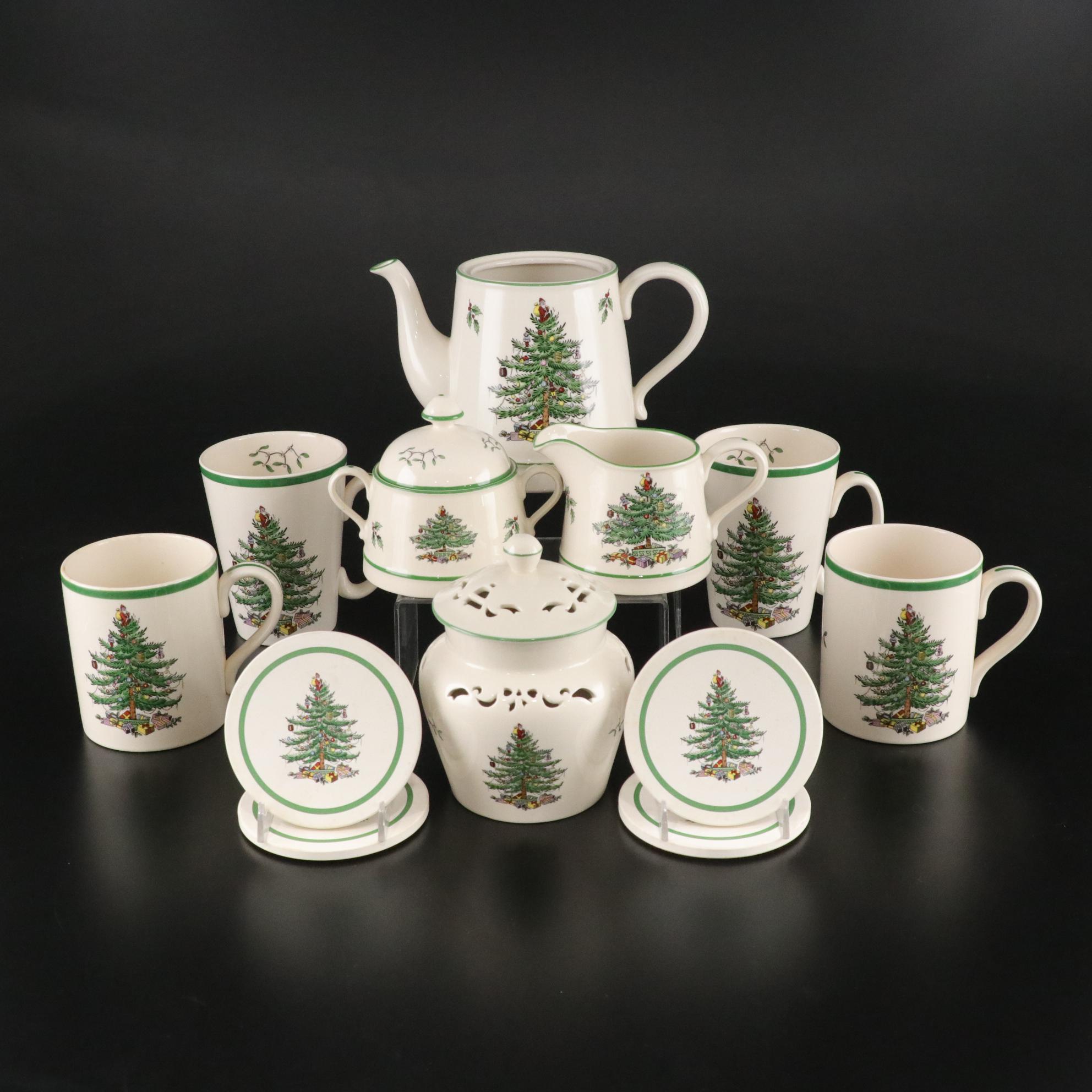 Spode "Christmas Tree" Coffee Service and Pot-Pourri