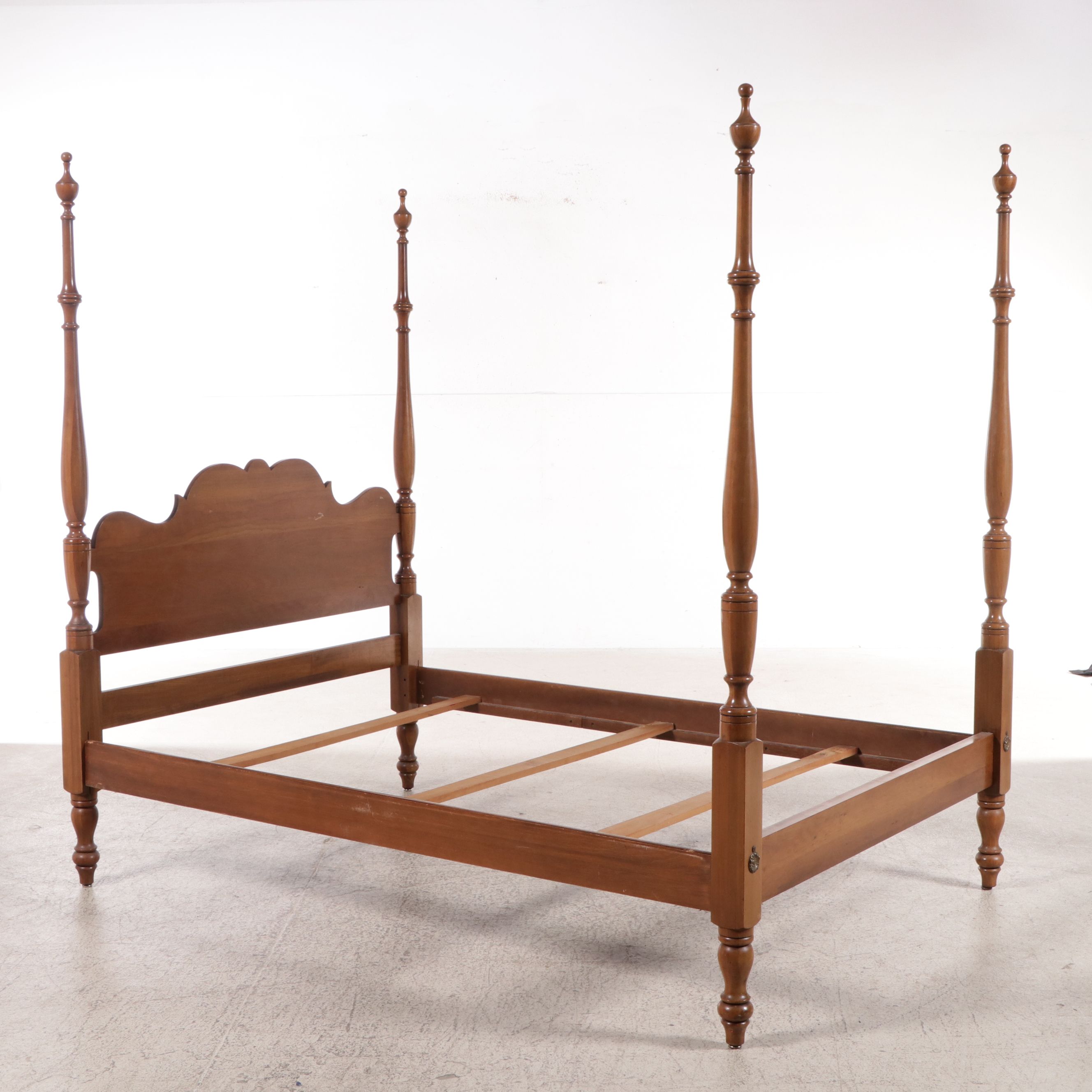 American Sheraton Style Turned Maple Rope Bed, Early to Mid-19th Century