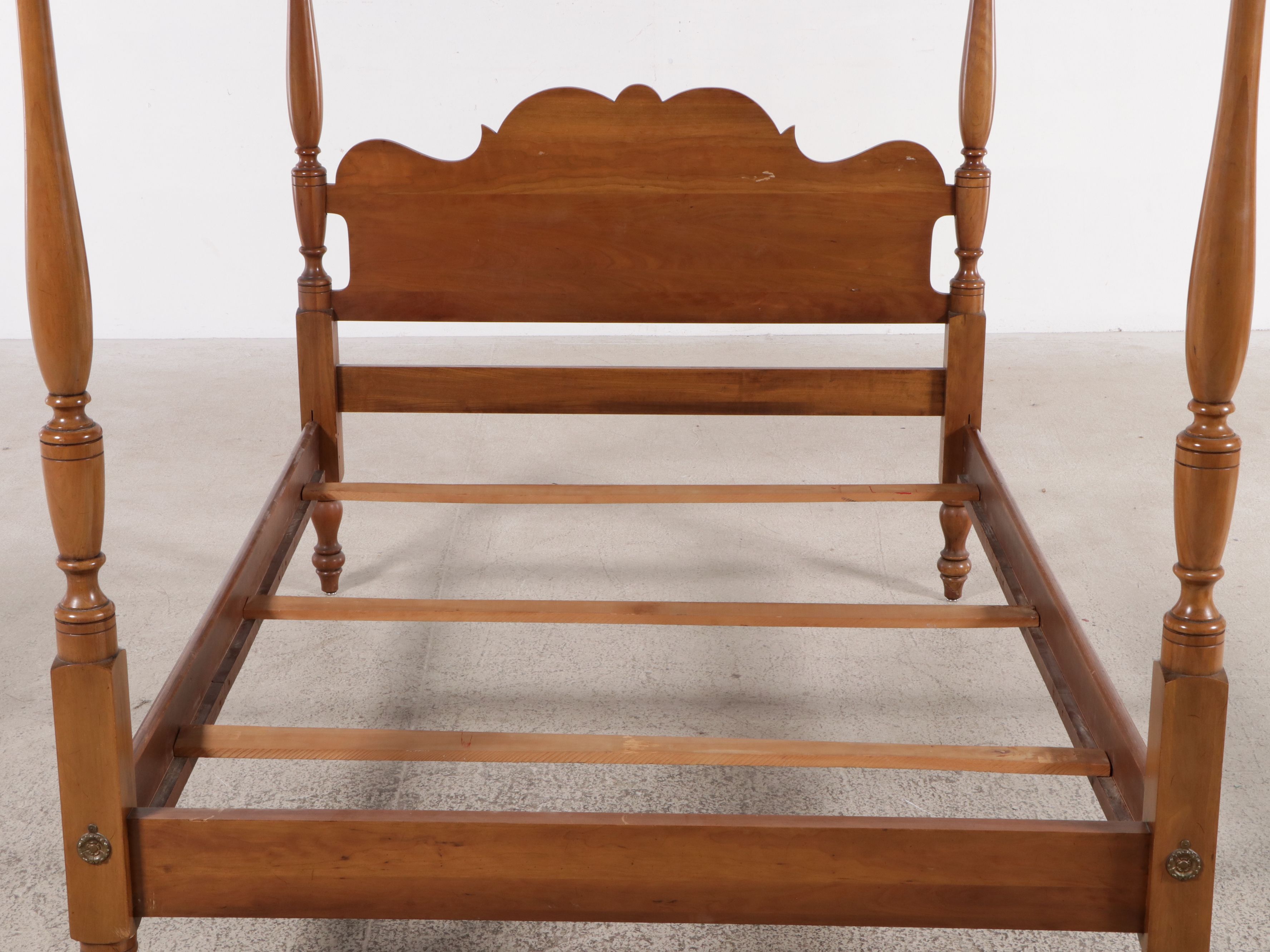 American Sheraton Style Turned Maple Rope Bed, Early to Mid-19th Century