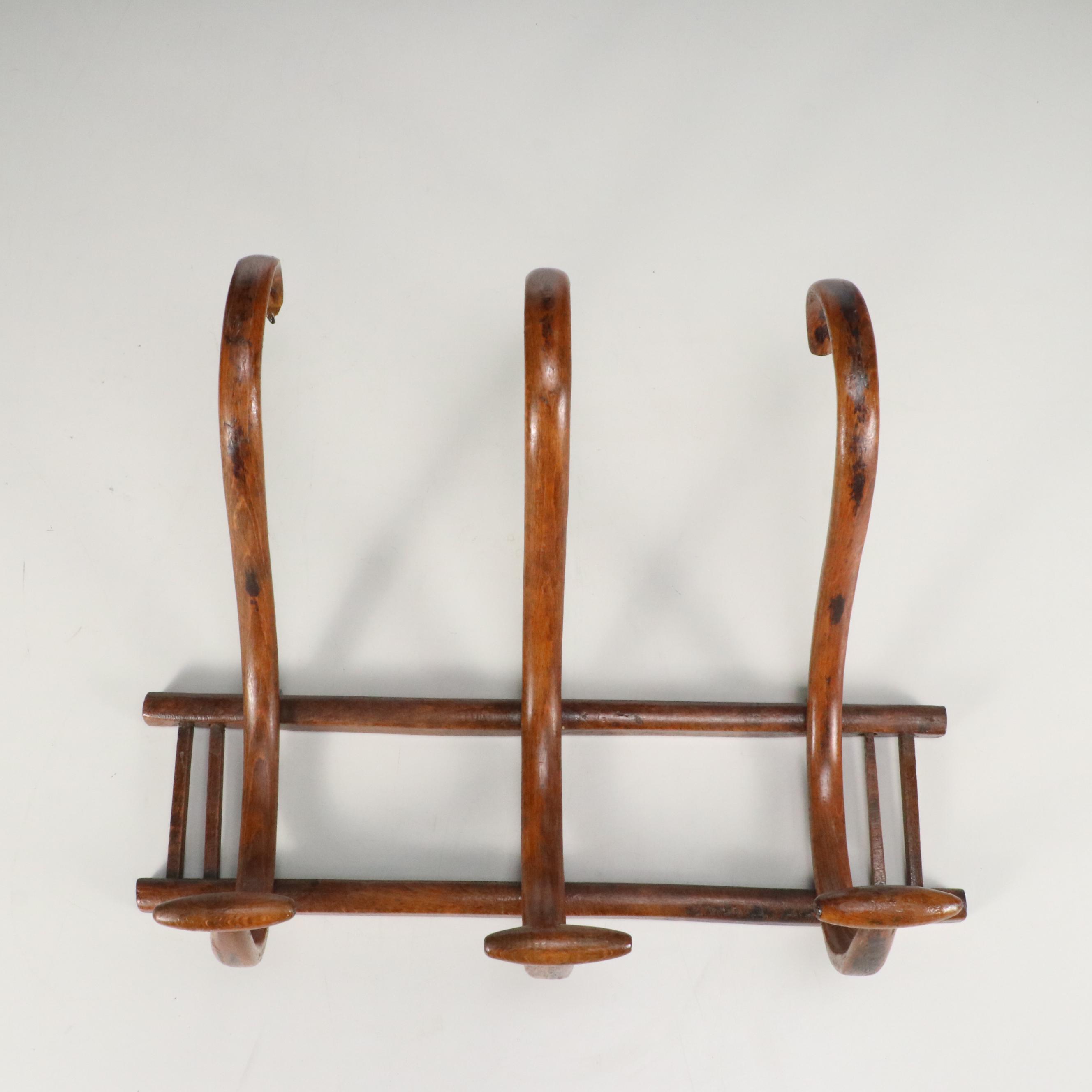 Thonet Style Bentwood Wall Mounted Coat and Hat Rack