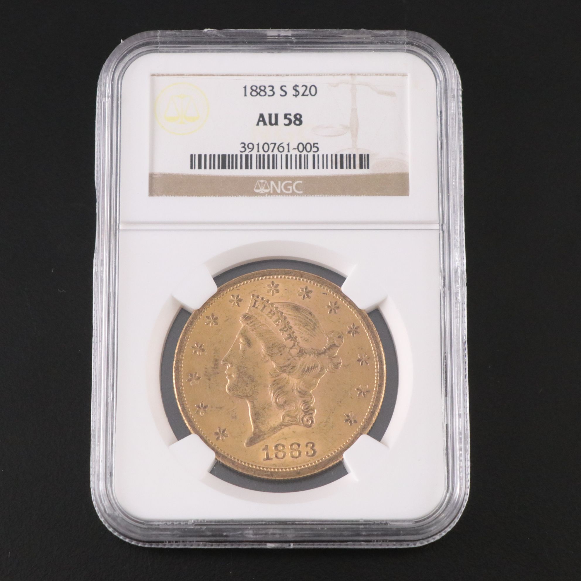 NGC Graded AU58 1883-S Liberty Head $20 Gold Coin