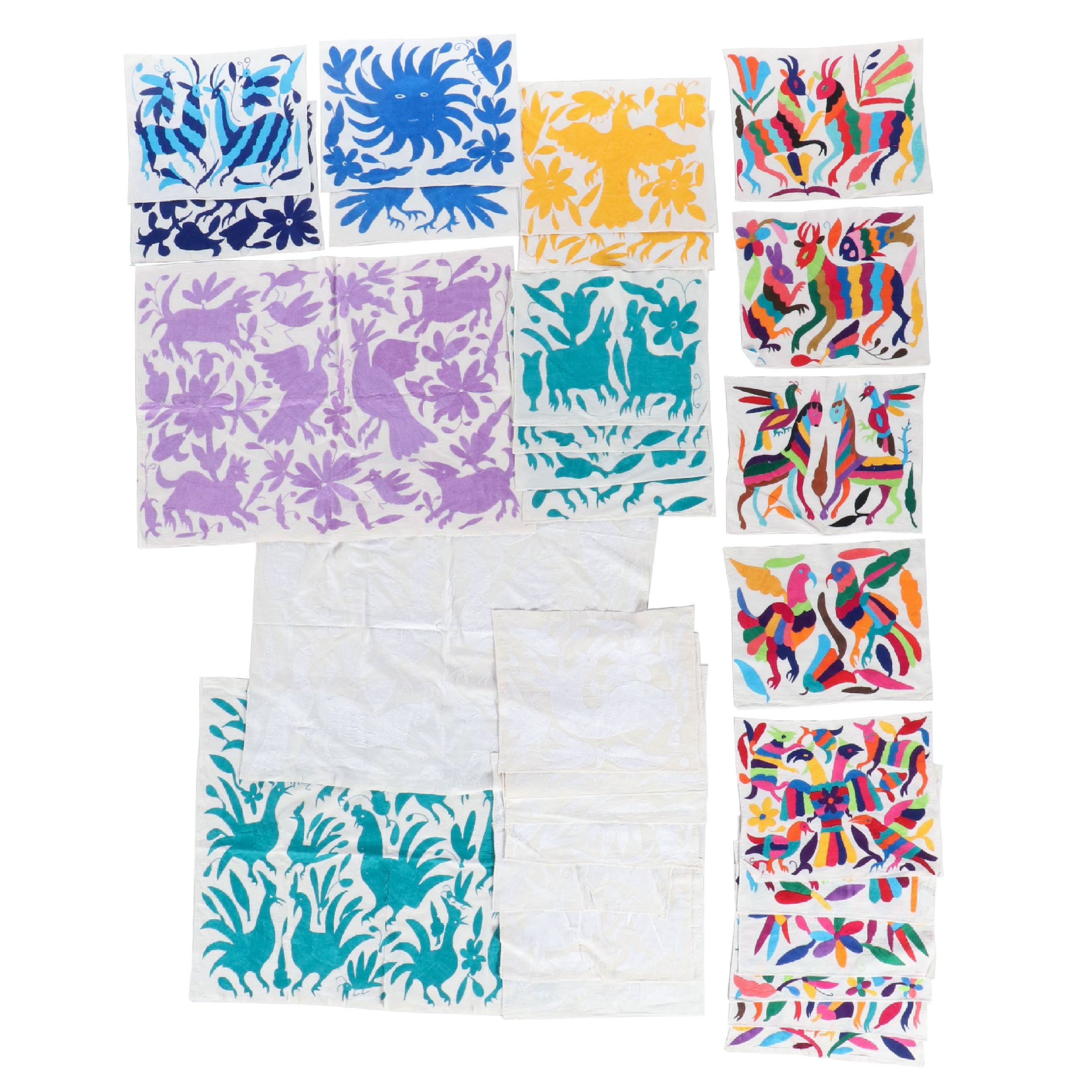 Mexican Tenango Otomi Embroidered Table Cloths and Mats