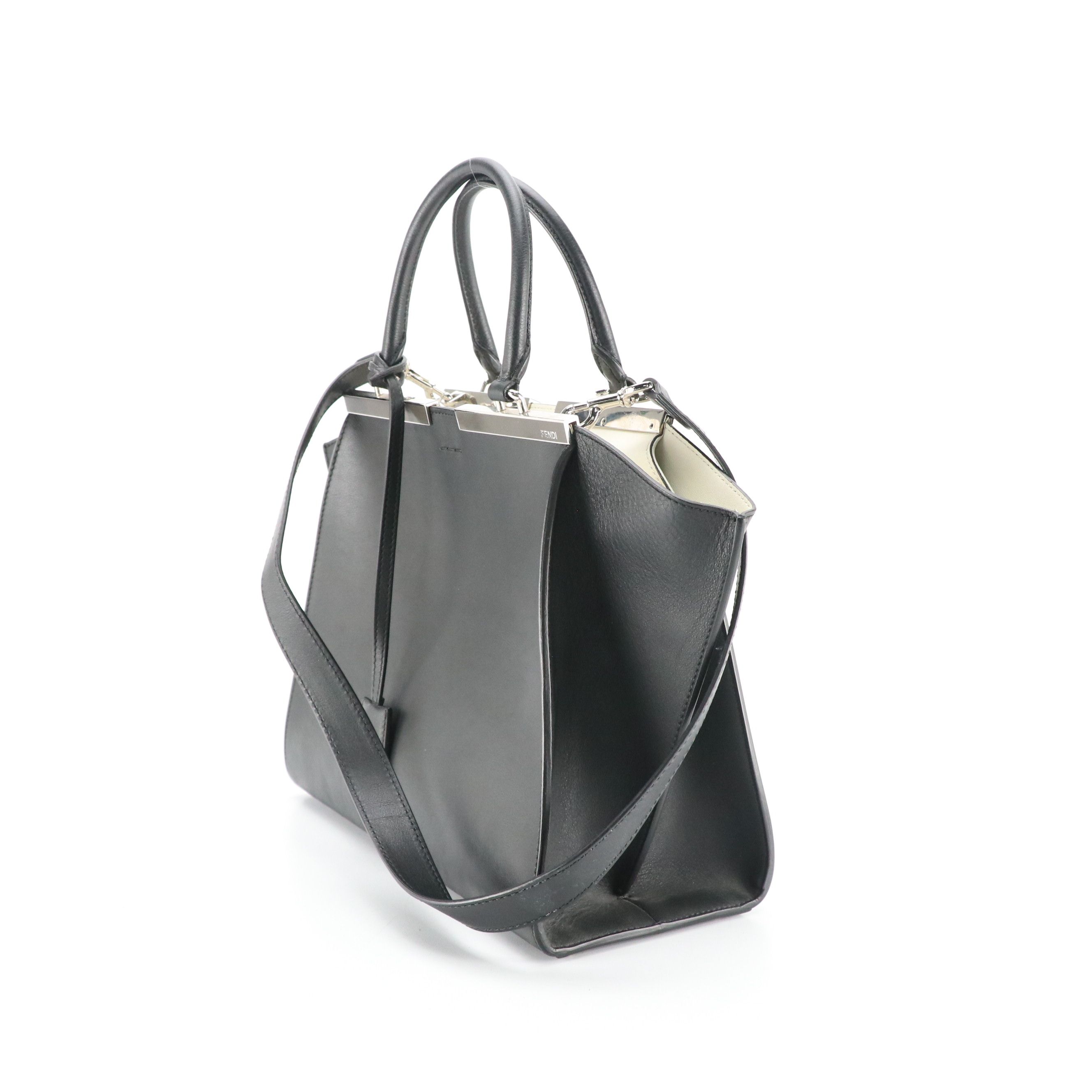 Fendi 3Jours Two-Way Shoulder Bag in Black Calfskin Leather