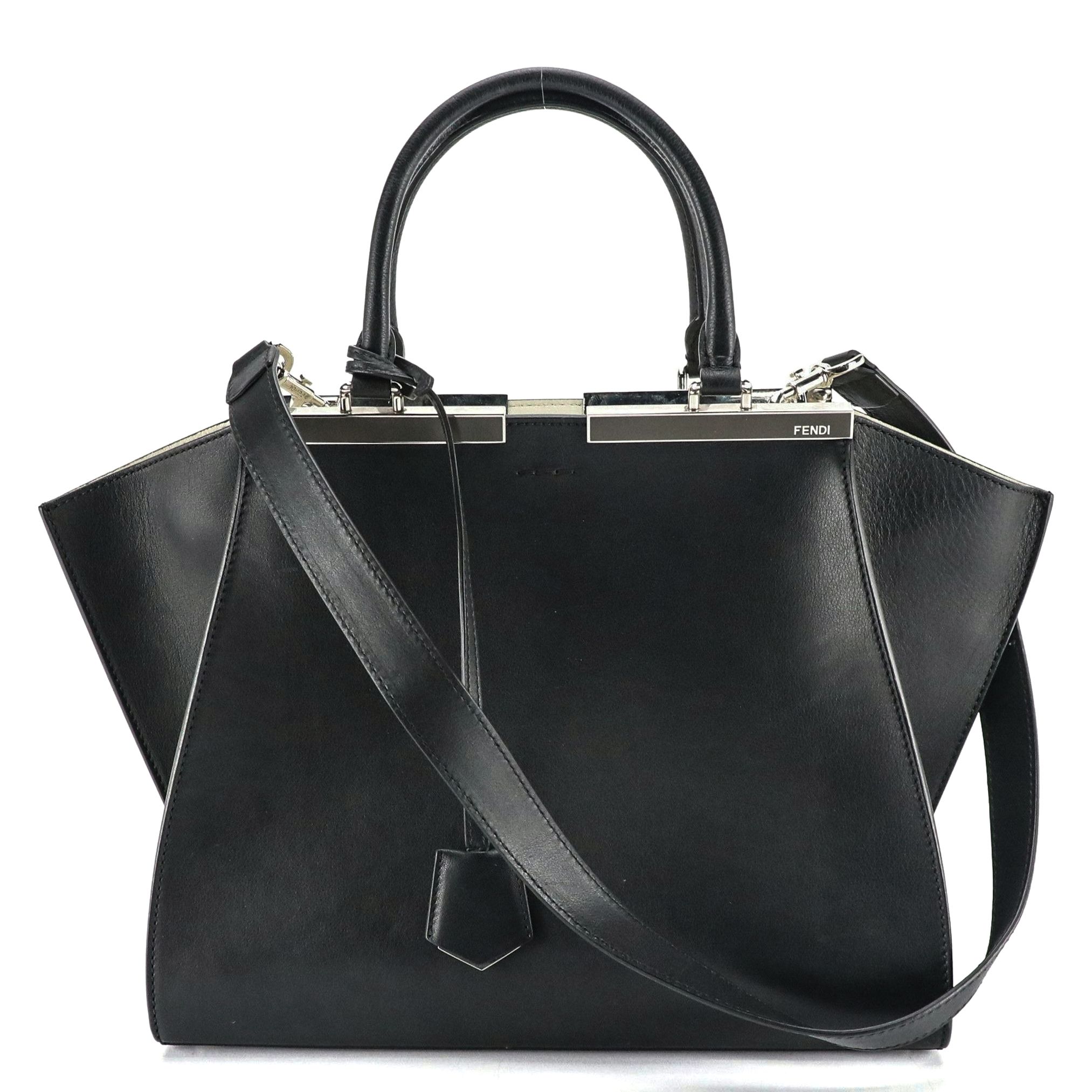 Fendi 3Jours Two-Way Shoulder Bag in Black Calfskin Leather