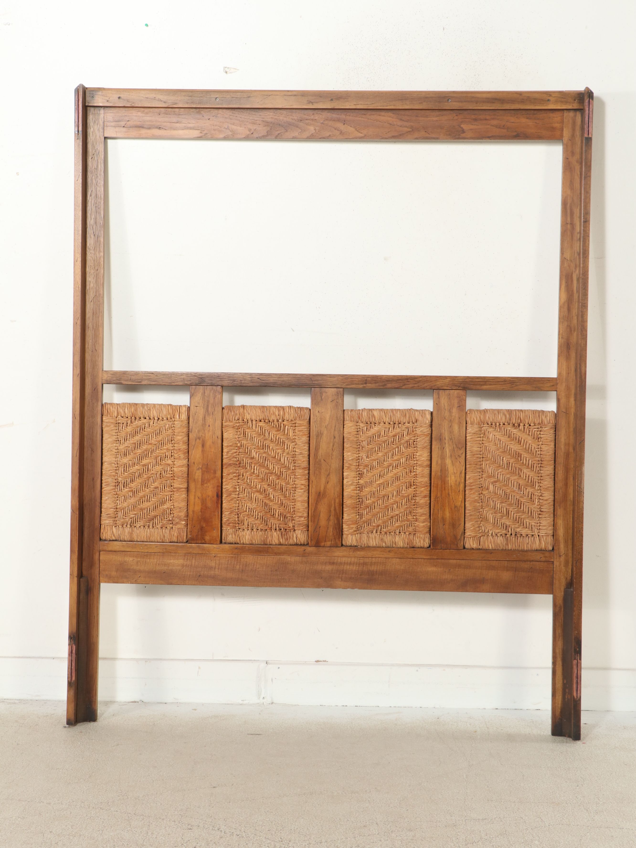 Drexel "Woodbriar" Wood and Rush Queen Size Bed Frame