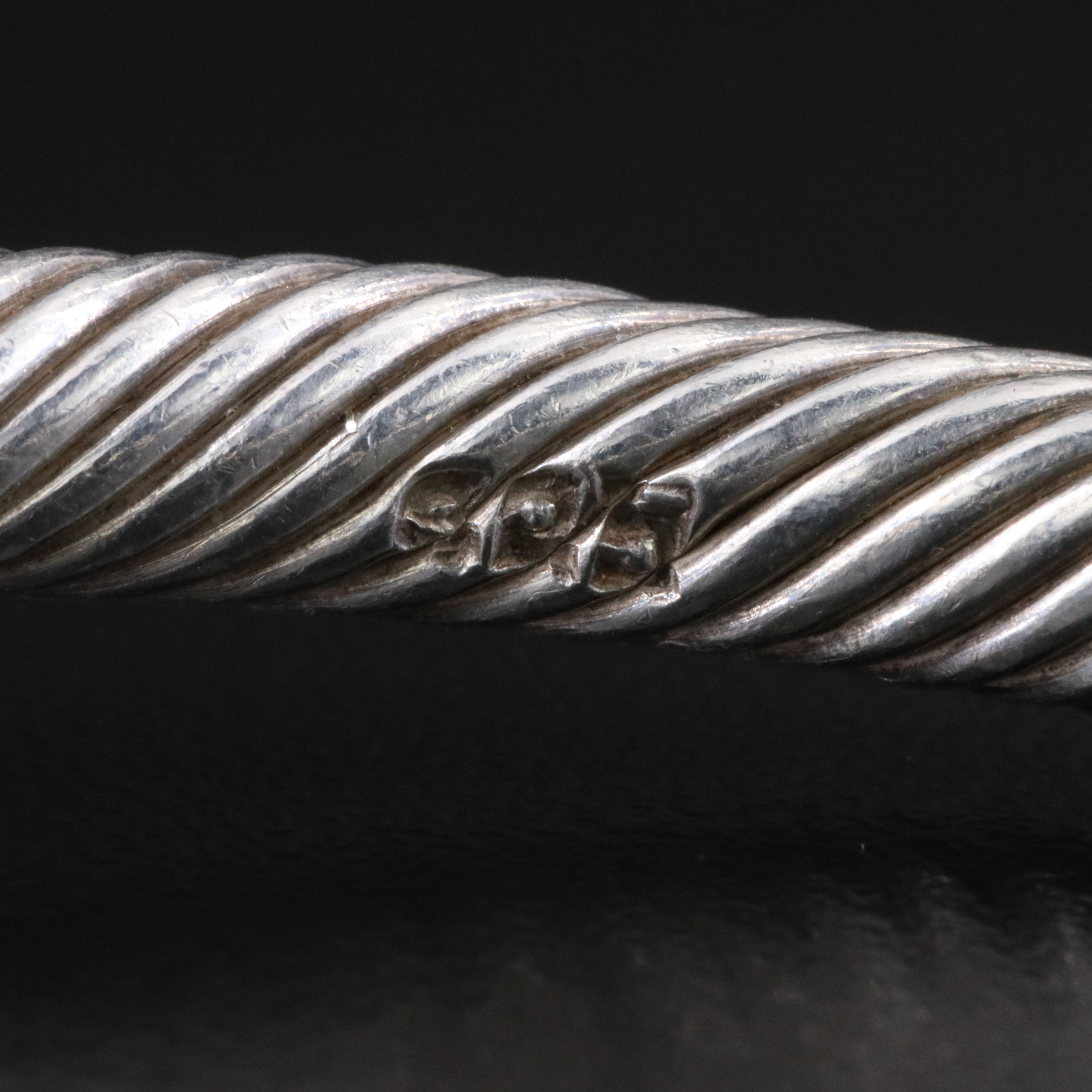 Sterling Obsidian Cable Cuff