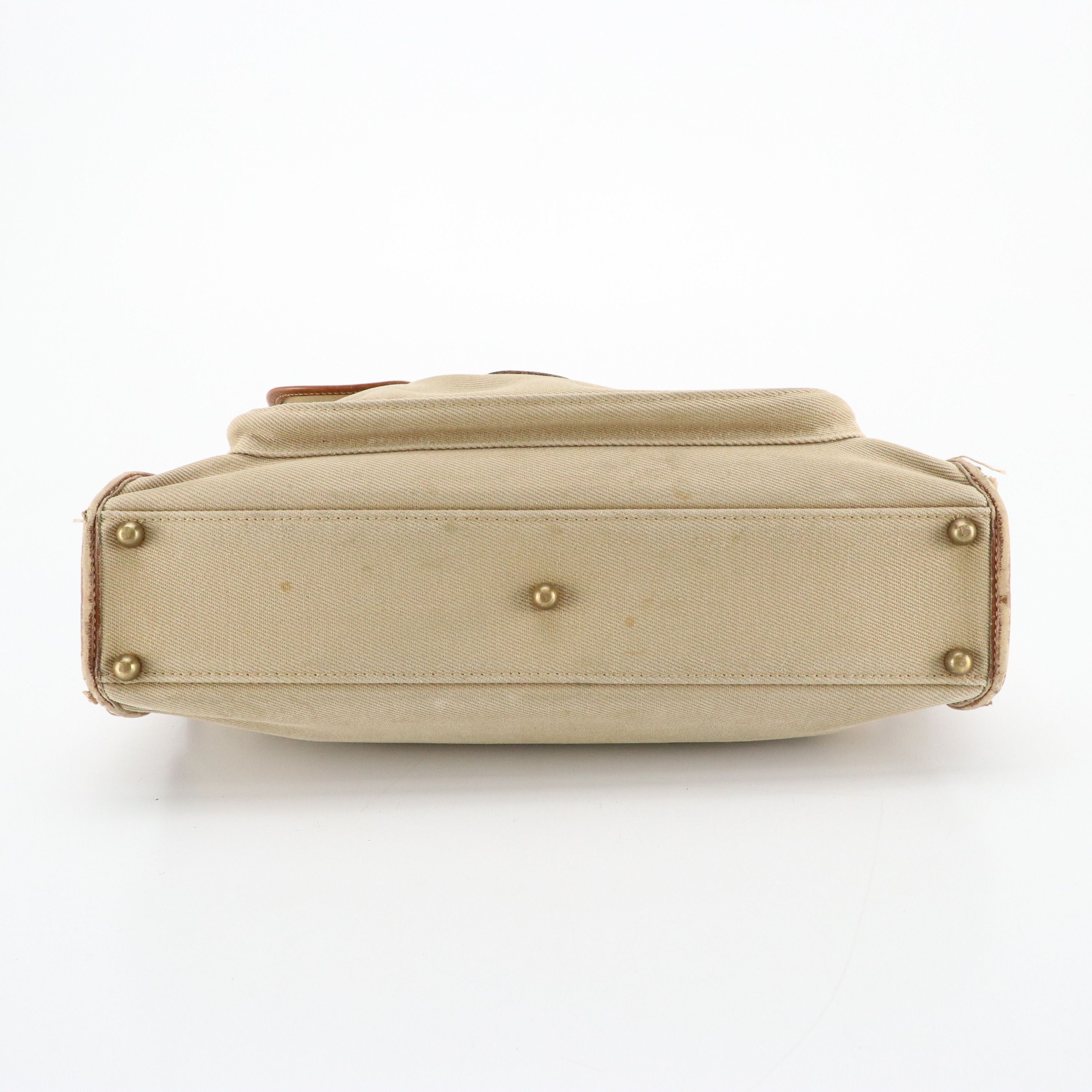 Marley Hogdson Beige Canvas Work Tote, Other White Leather Bamboo Handle Bag