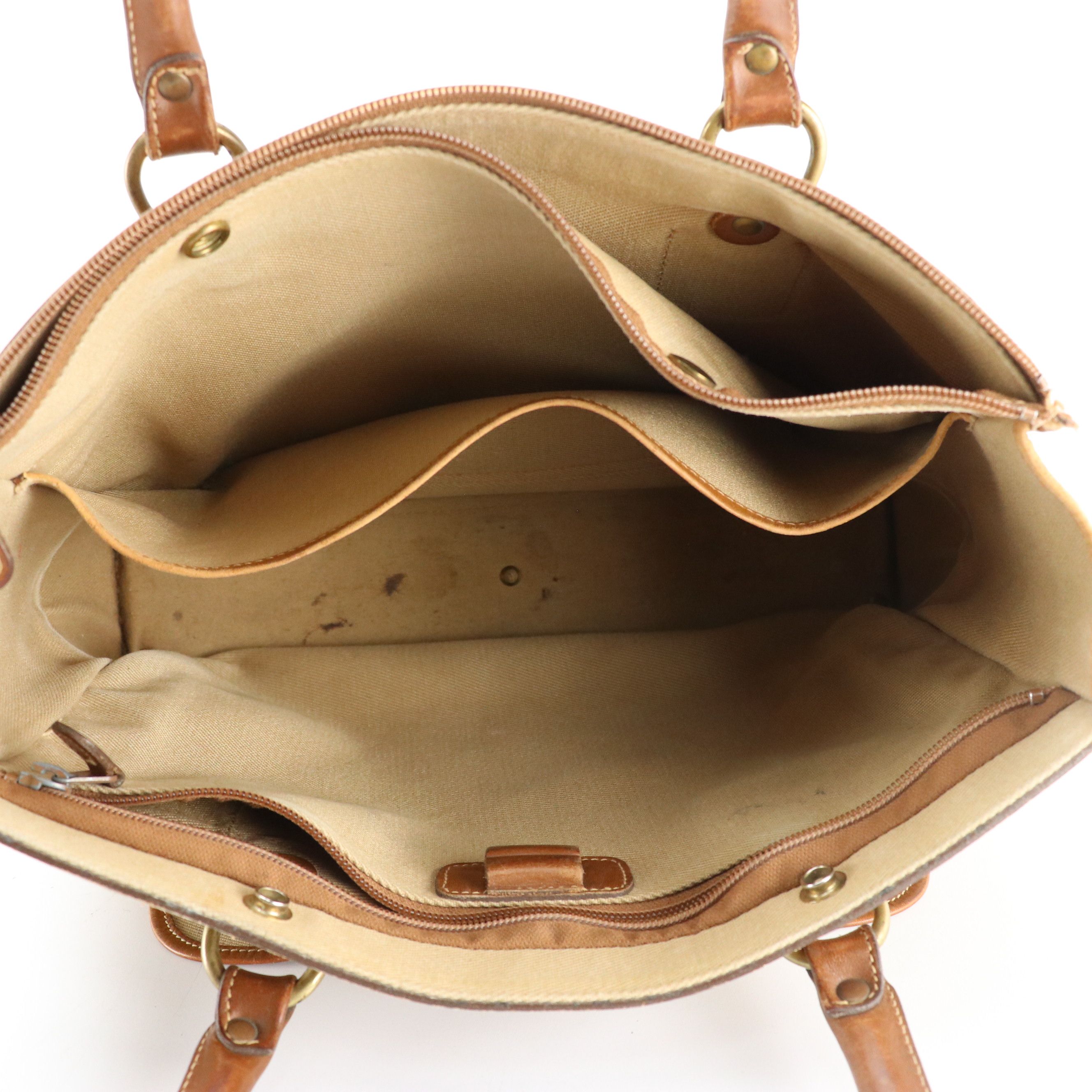 Marley Hogdson Beige Canvas Work Tote, Other White Leather Bamboo Handle Bag