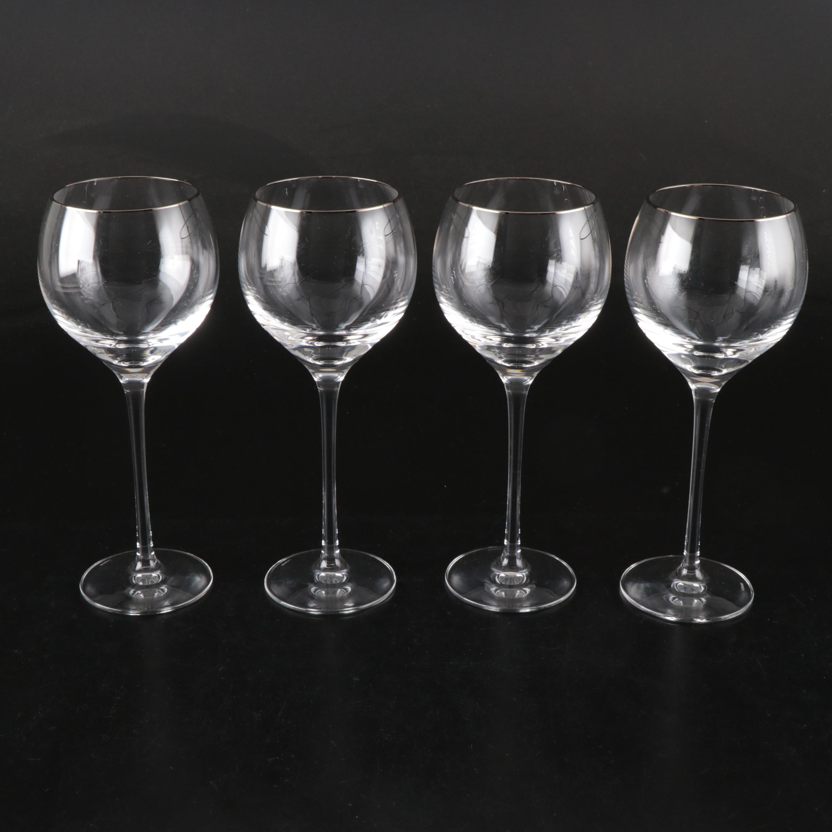 Lenox "Solitaire" Platinum Trim Crystal Water Goblets