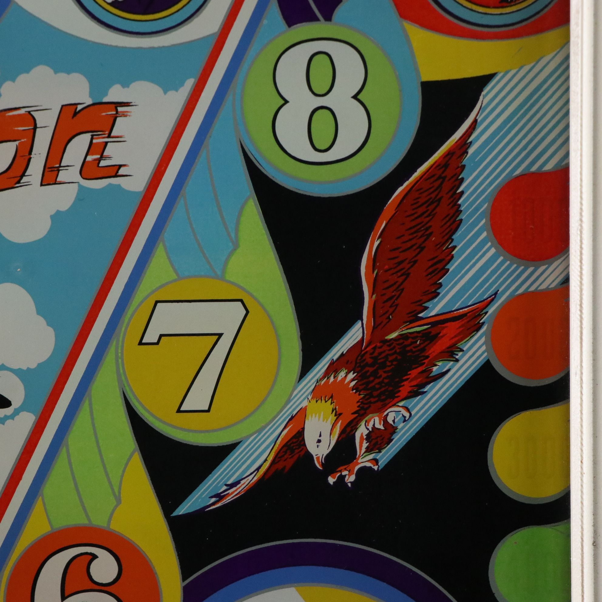 Reverse Painted Glass Panel From Exhibit's "Action" Pinball Machine, 1943