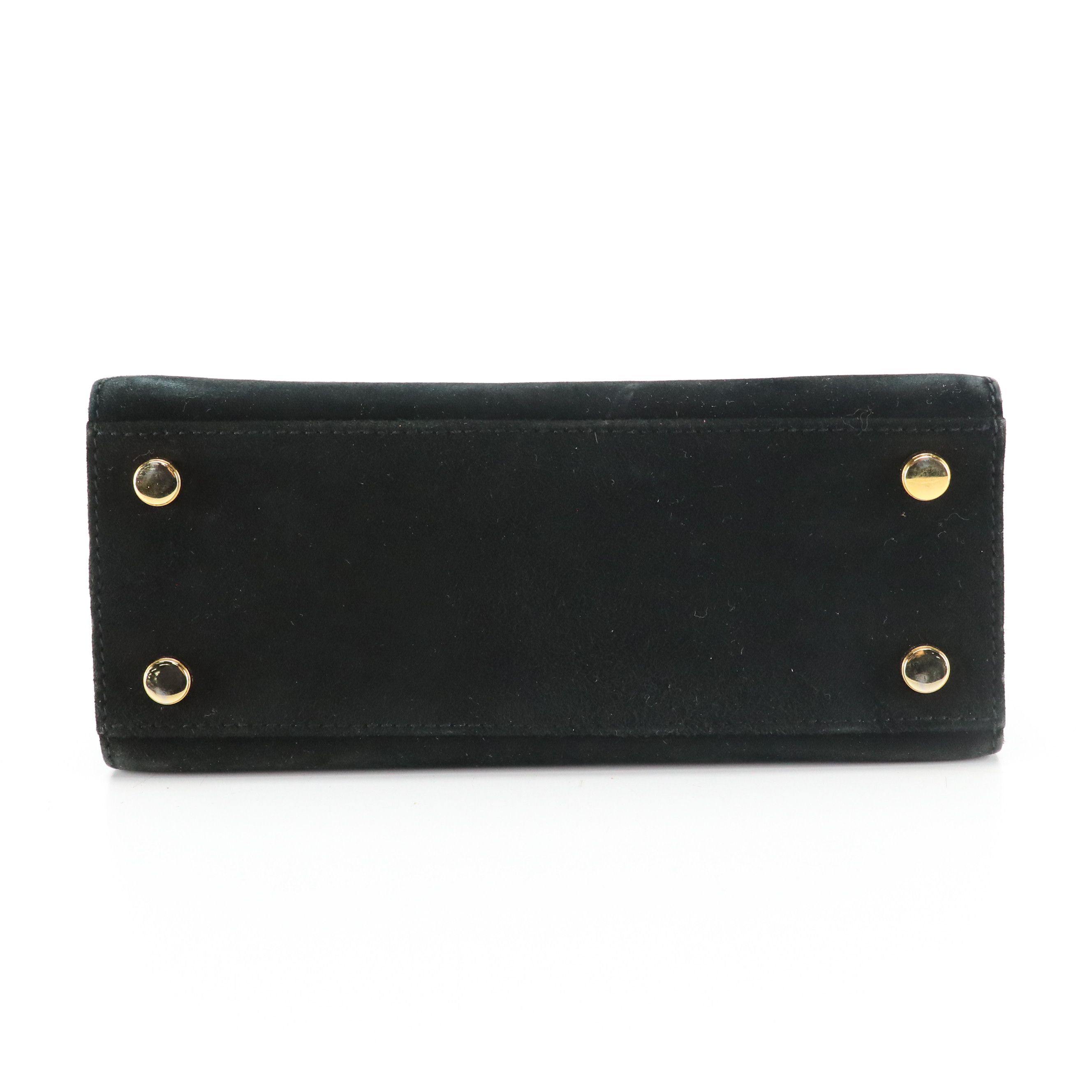 Salvatore Ferragamo Metal Gancini Handle Evening Bag in Black Suede