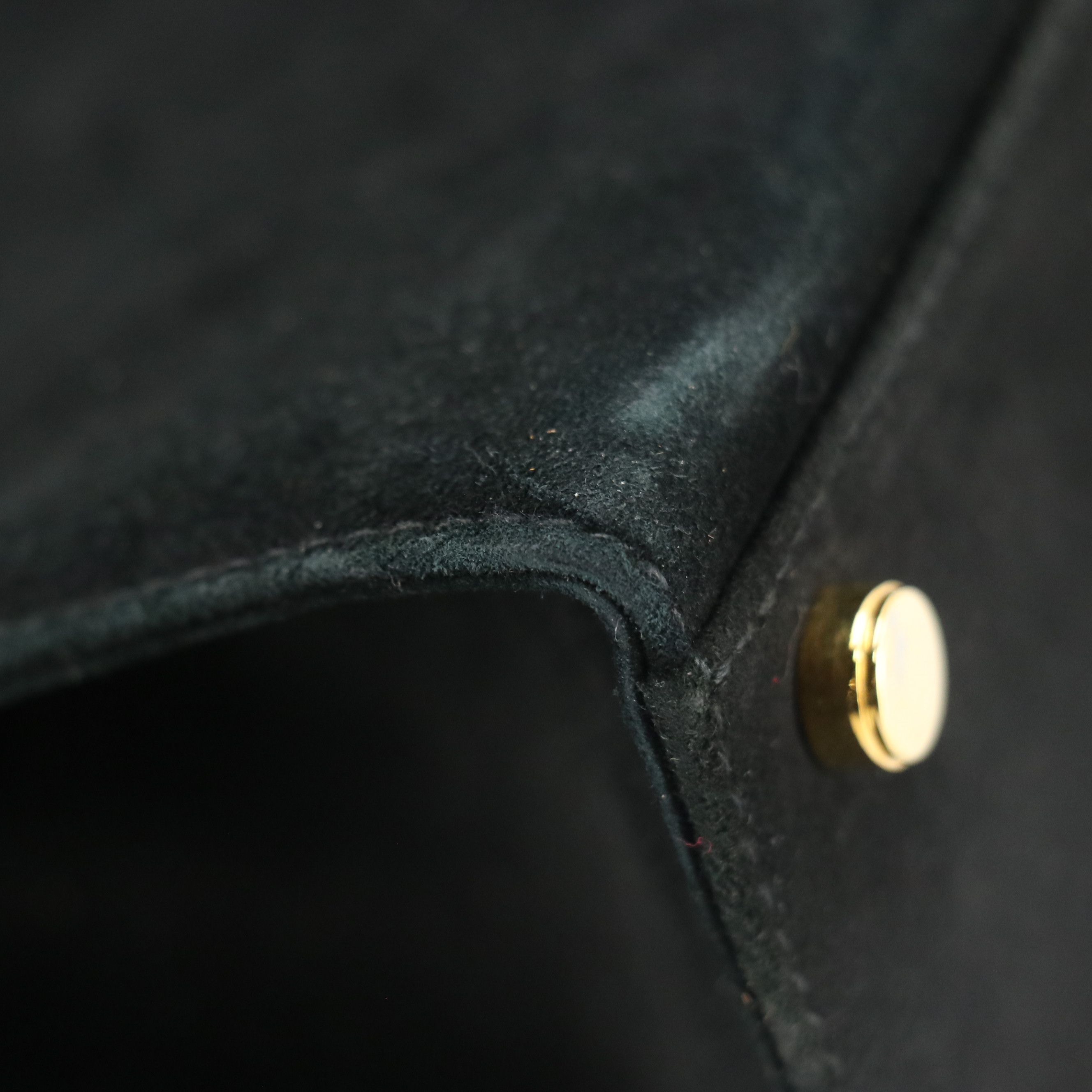 Salvatore Ferragamo Metal Gancini Handle Evening Bag in Black Suede