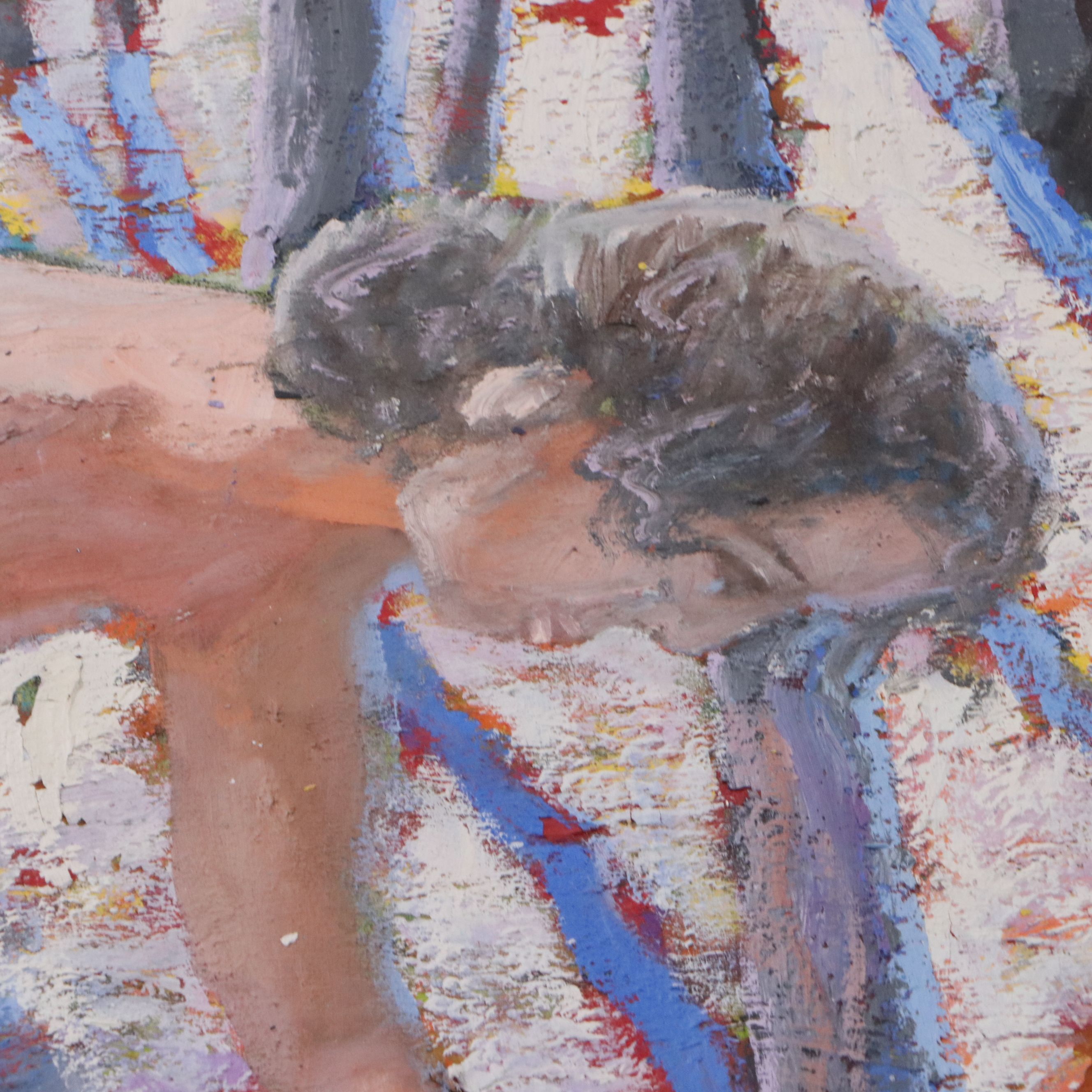 Howard Storm Monumental Acrylic Painting of Figures in Woods, Late 20th Century