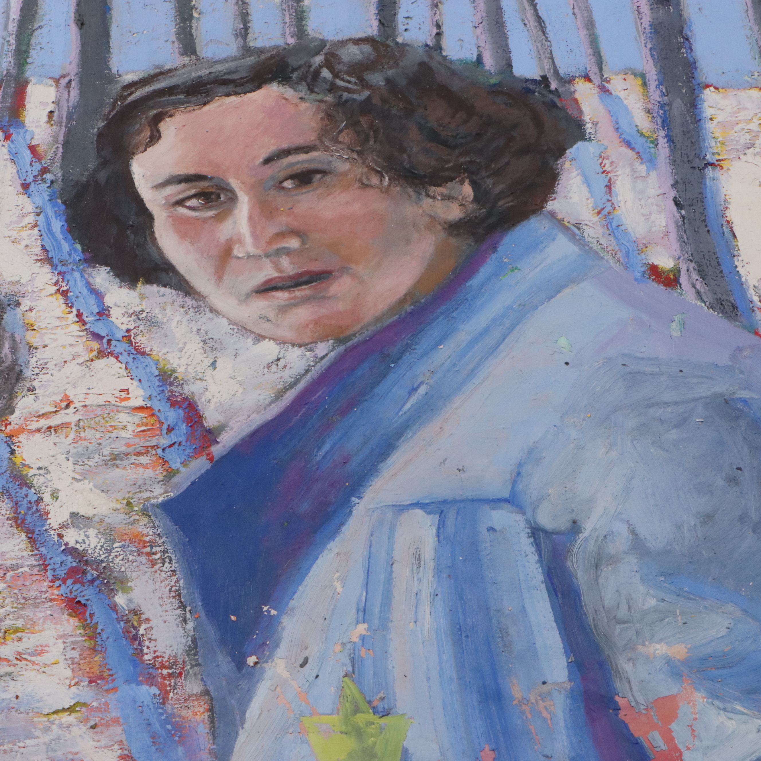 Howard Storm Monumental Acrylic Painting of Figures in Woods, Late 20th Century